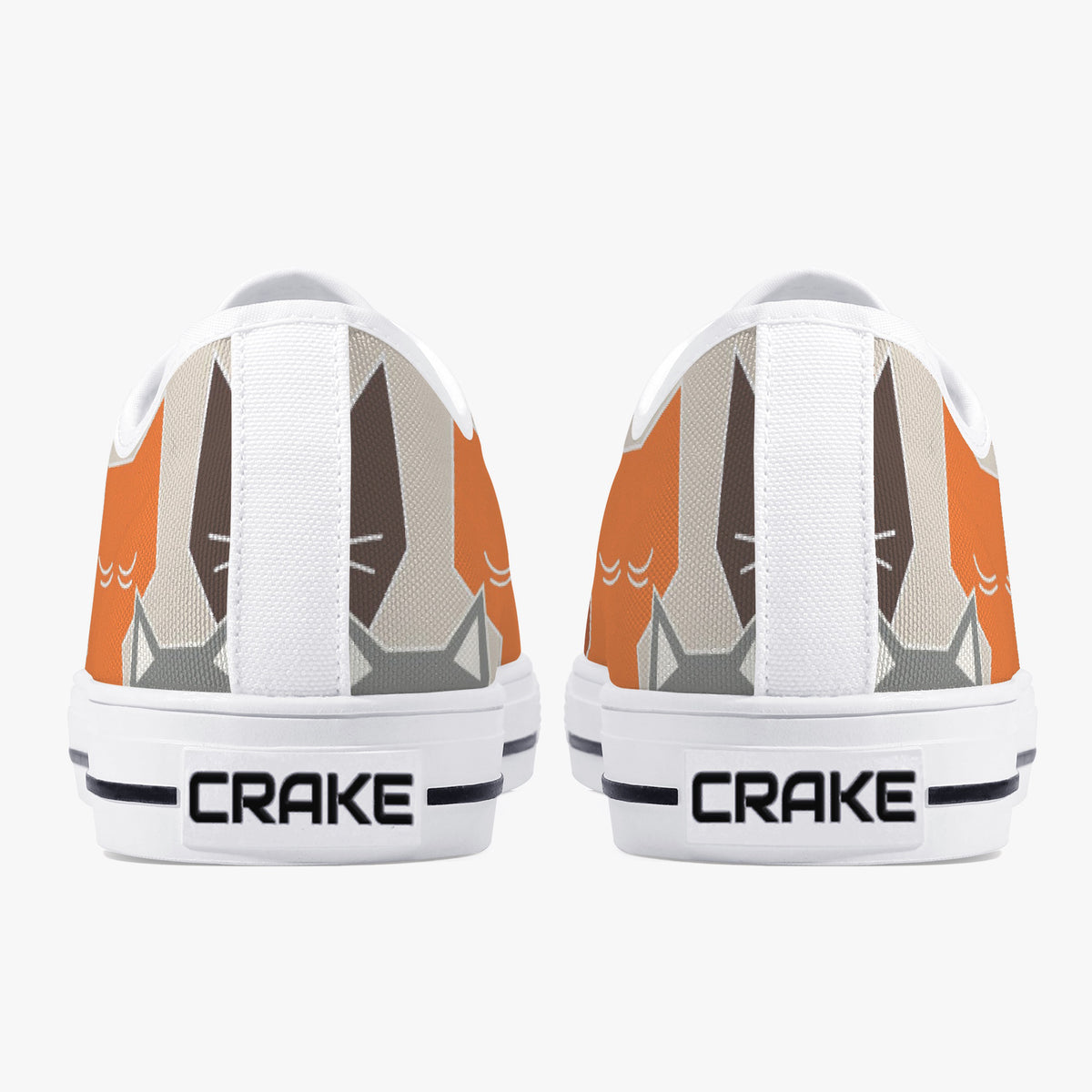 Crake Low Top Polygon Cats laced custom prints canvas shoes