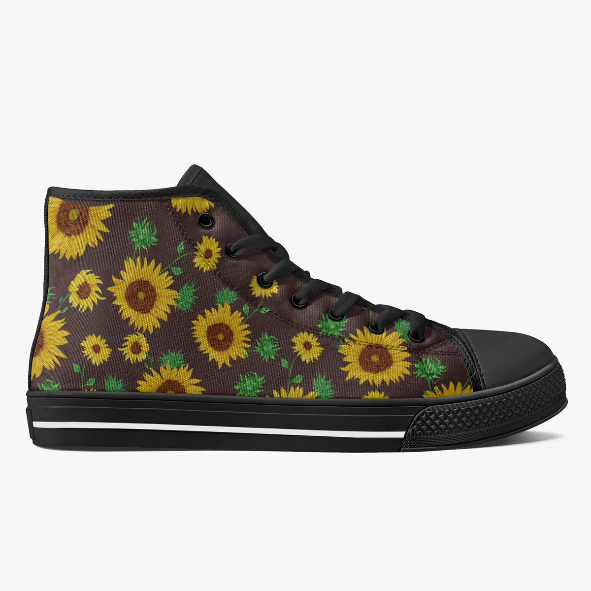Crake High Top Sunflowers laced custom prints canvas shoes
