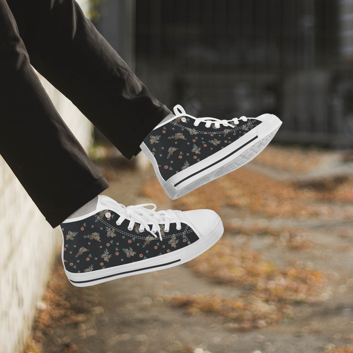 Crake High Top Koala Bear laced custom prints canvas shoes