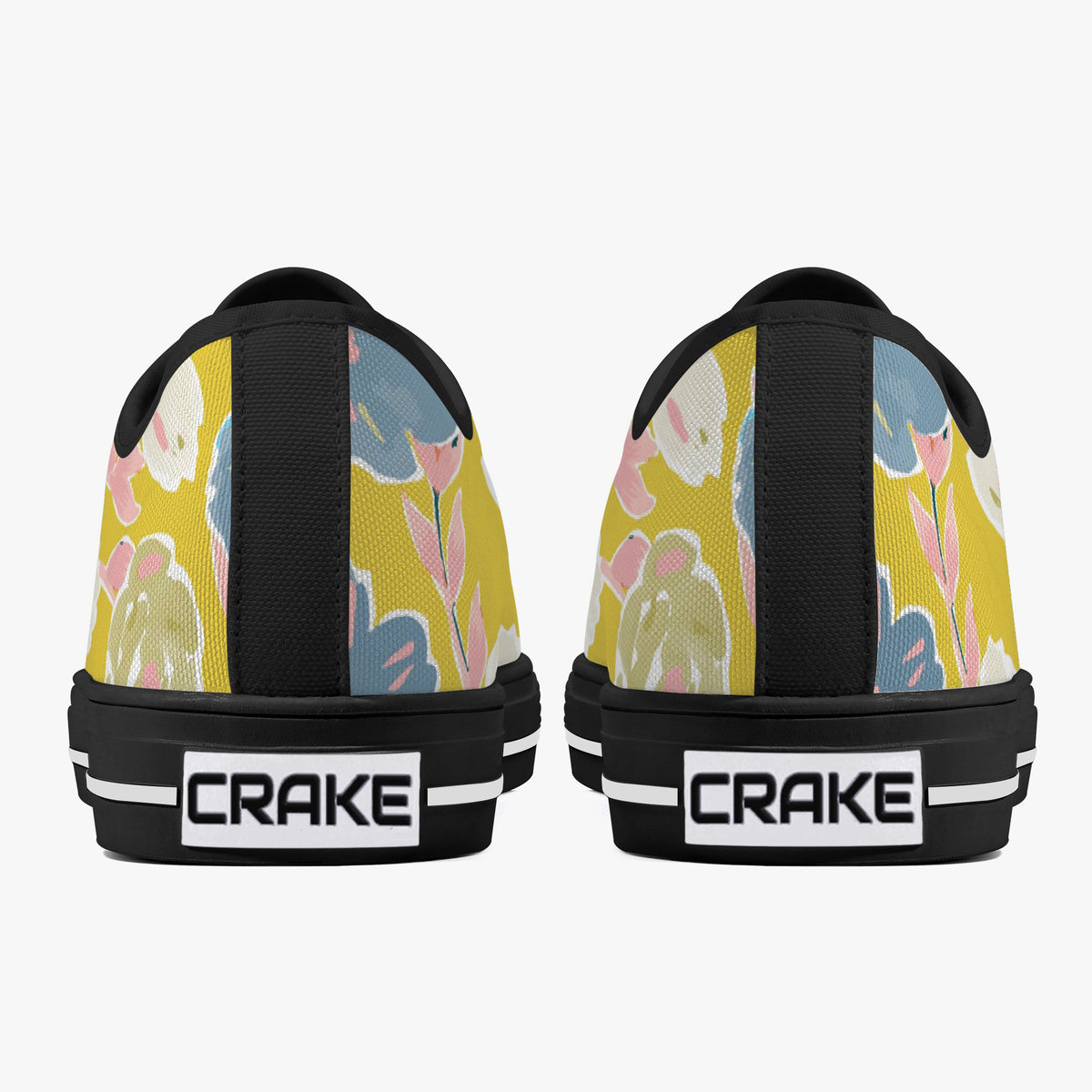 Crake Low Top Flower Painting laced custom prints canvas shoes