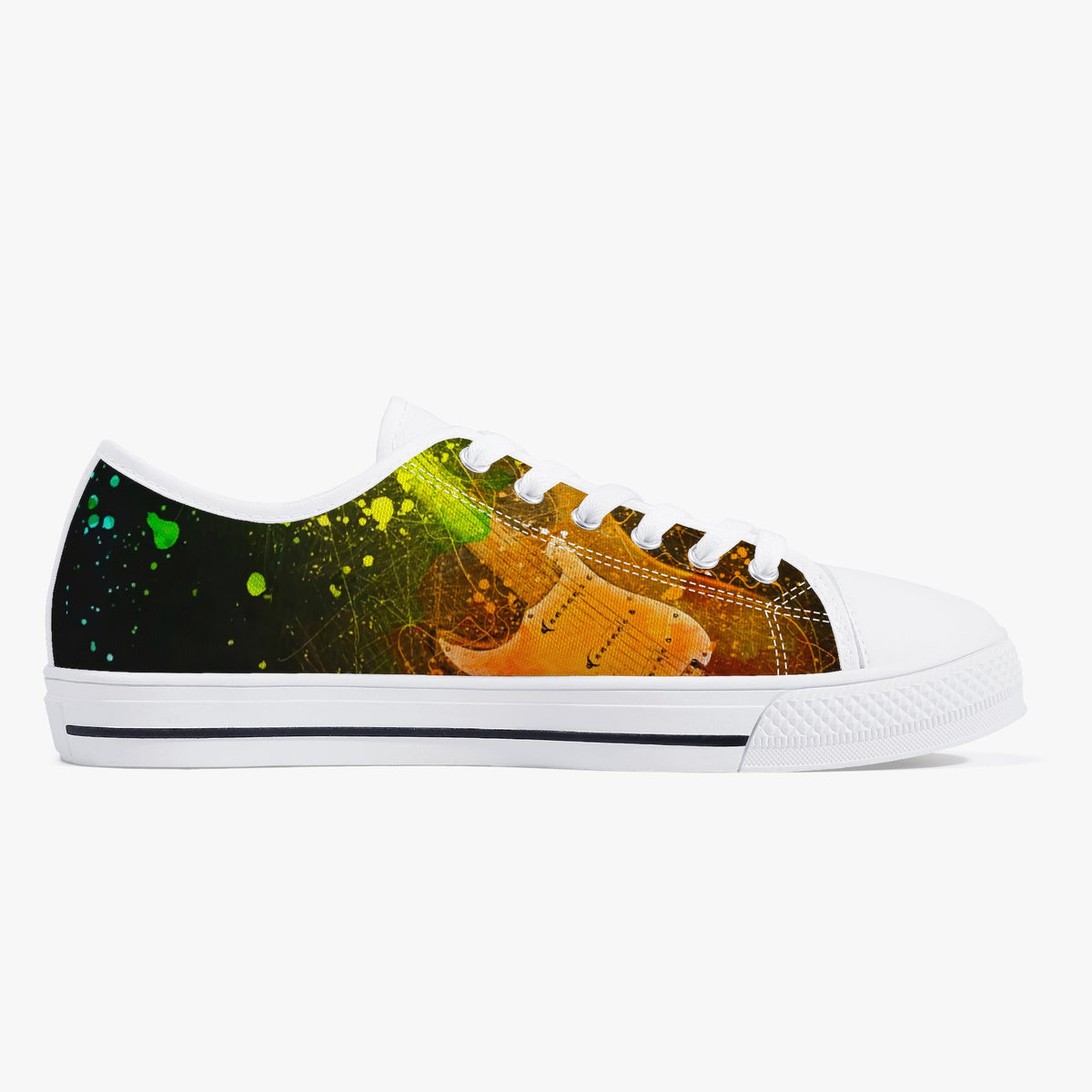 Crake Low Top Faded Guitar laced custom prints canvas shoes