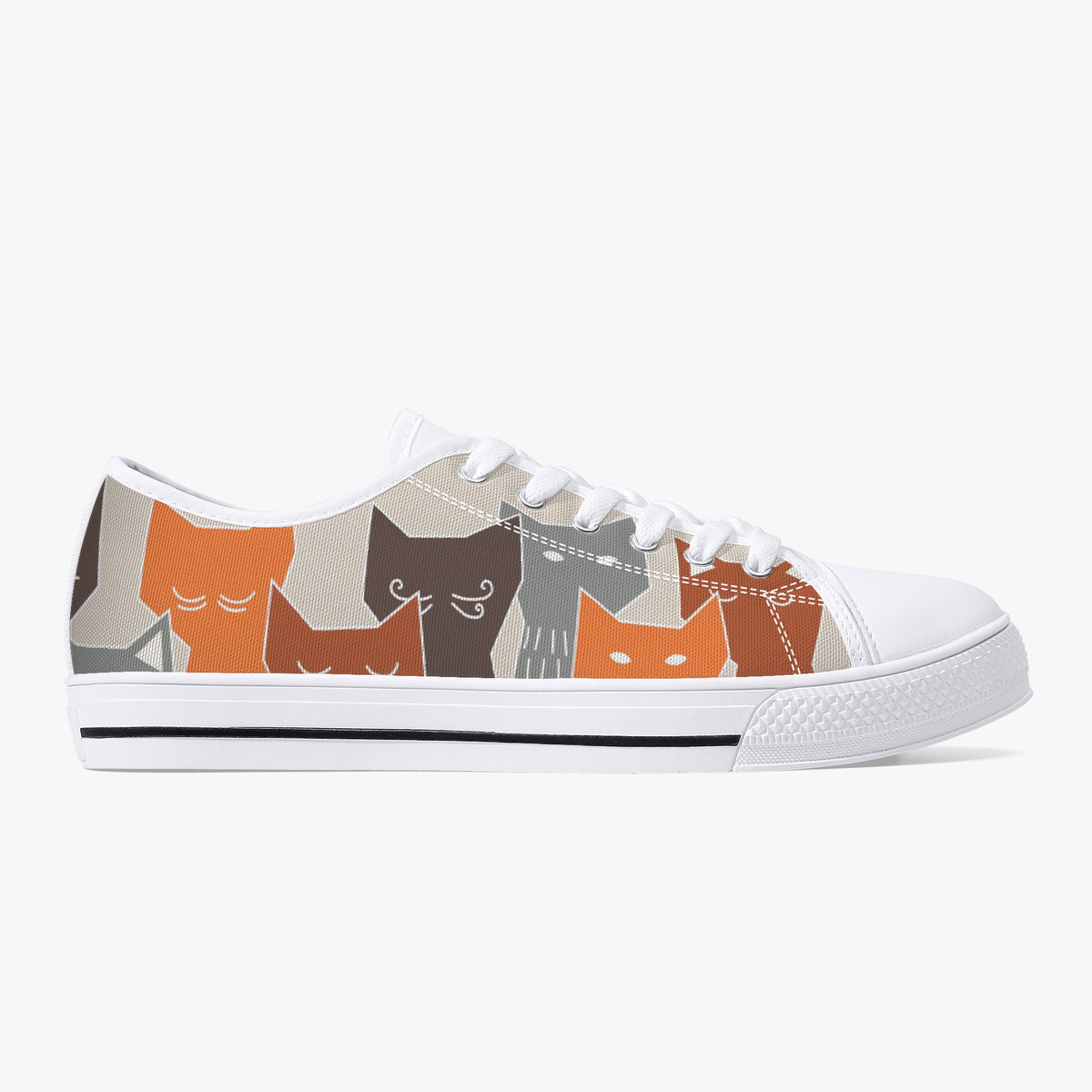 Crake Low Top Polygon Cats laced custom prints canvas shoes