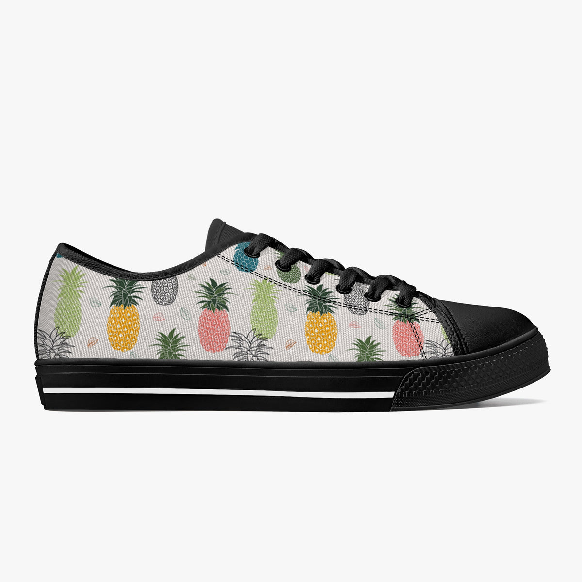 Crake Low Top Fancy Pineapples laced custom prints canvas shoes
