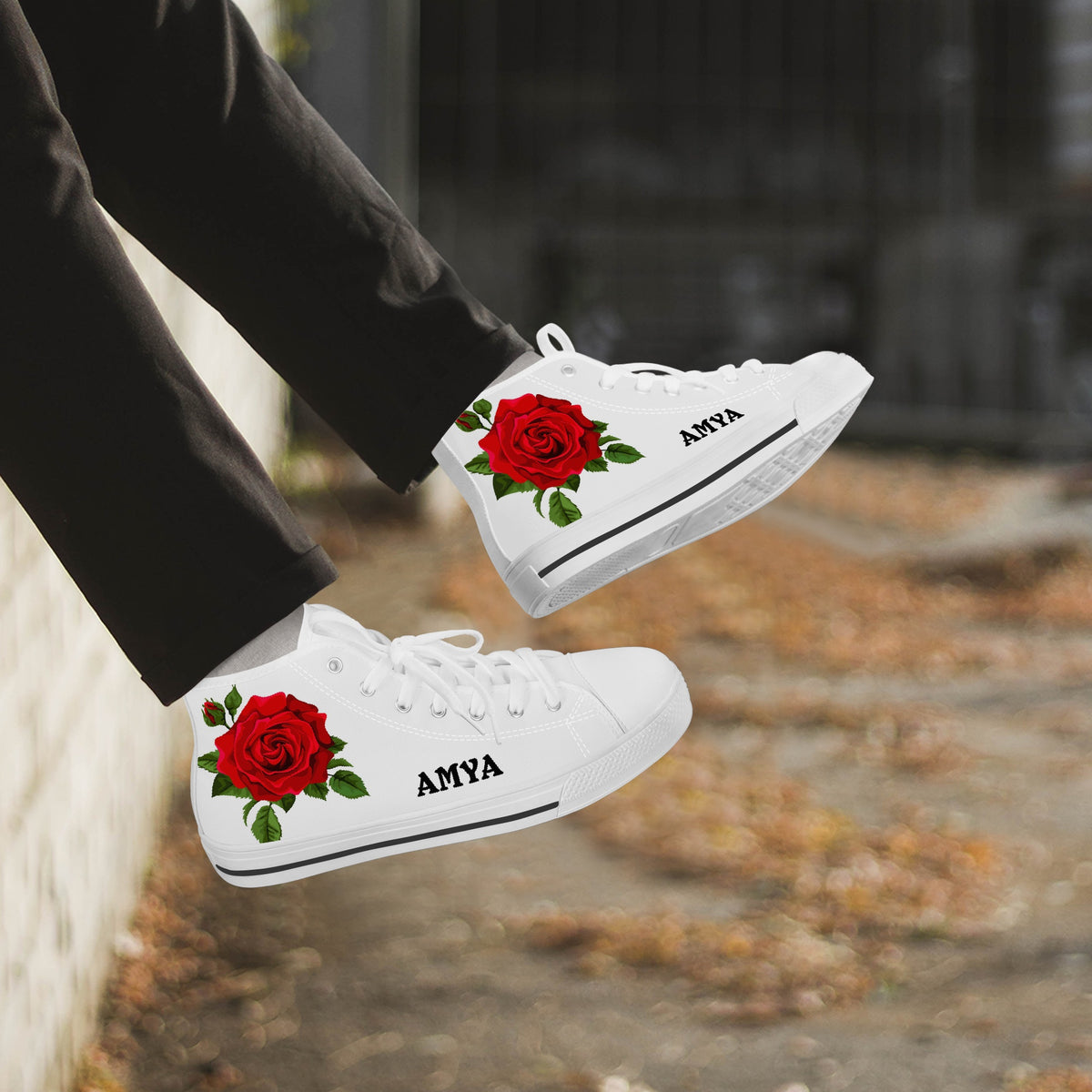 Crake High Top Amya Rose laced custom prints canvas shoes