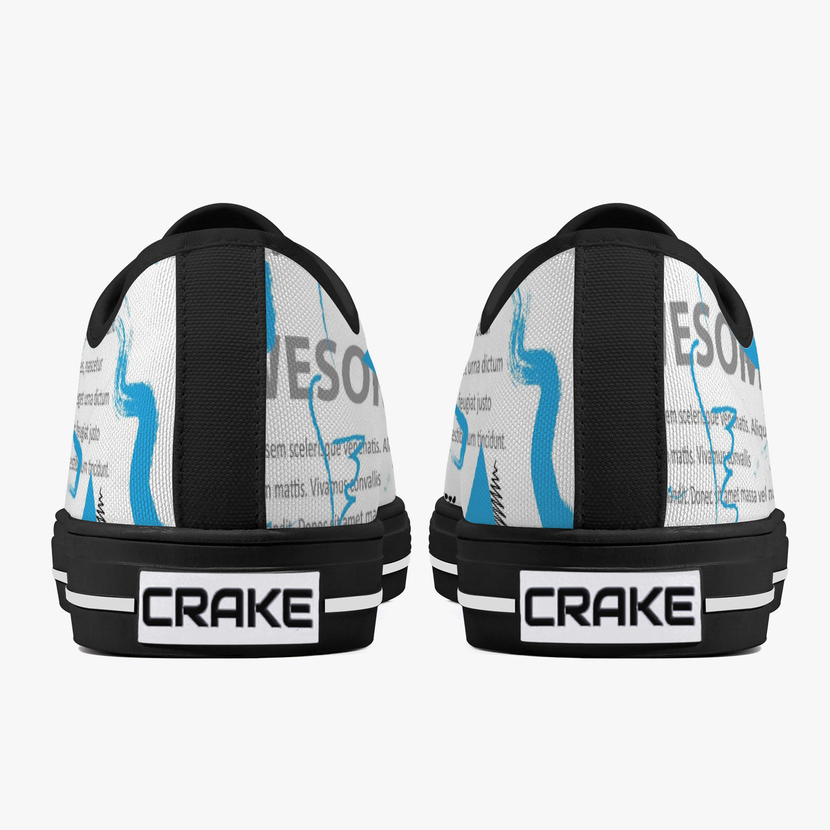 Crake Low Top Awesome Abstract laced custom prints canvas shoes