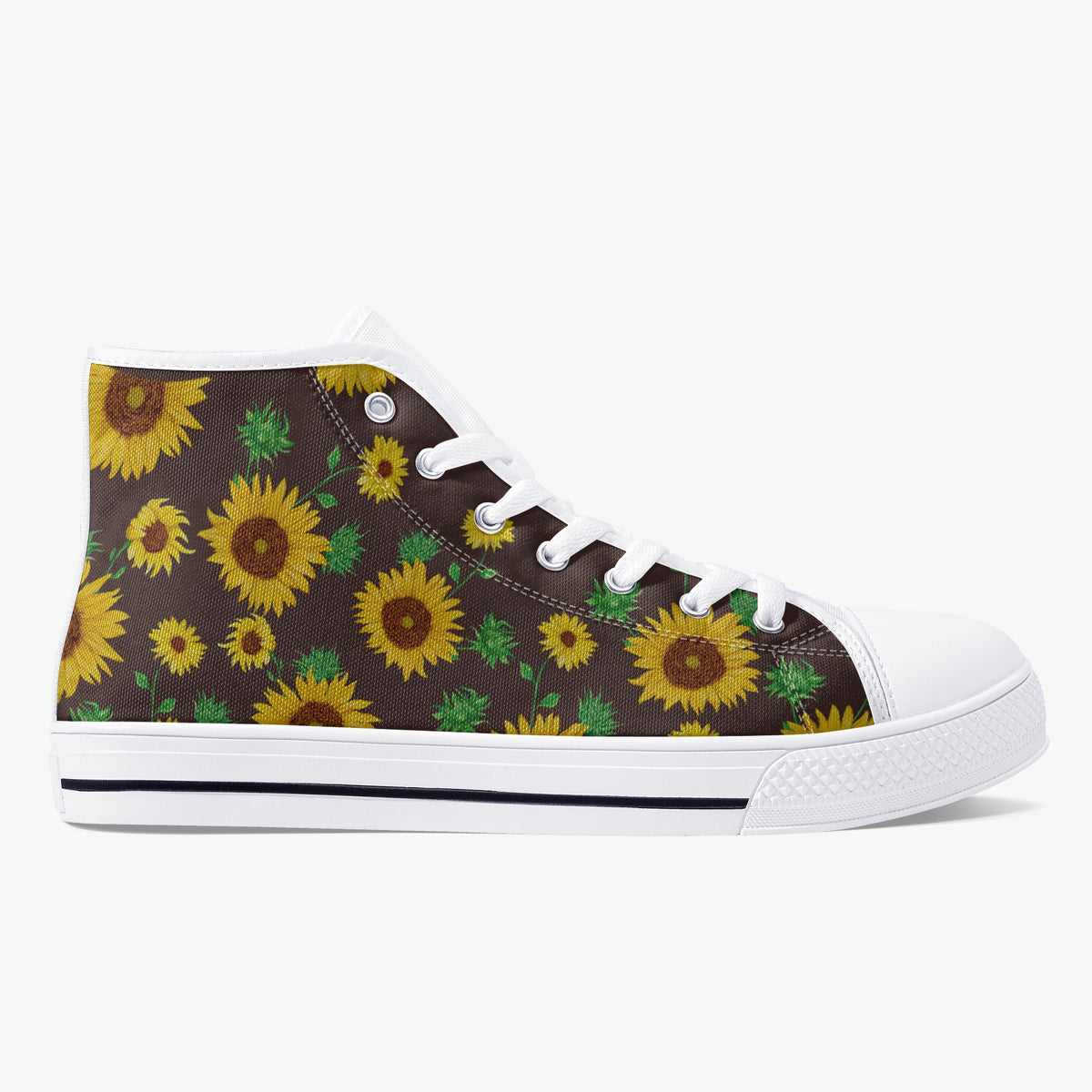 Crake High Top Sunflowers laced custom prints canvas shoes