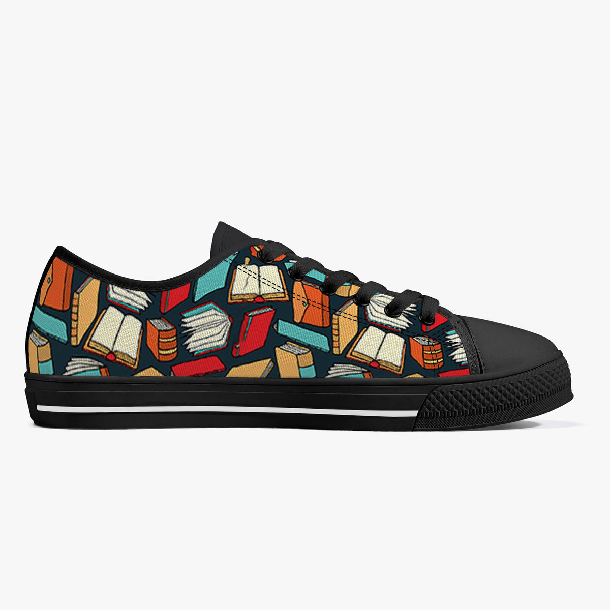 Crake Low top Books of wisdom laced custom prints canvas shoes