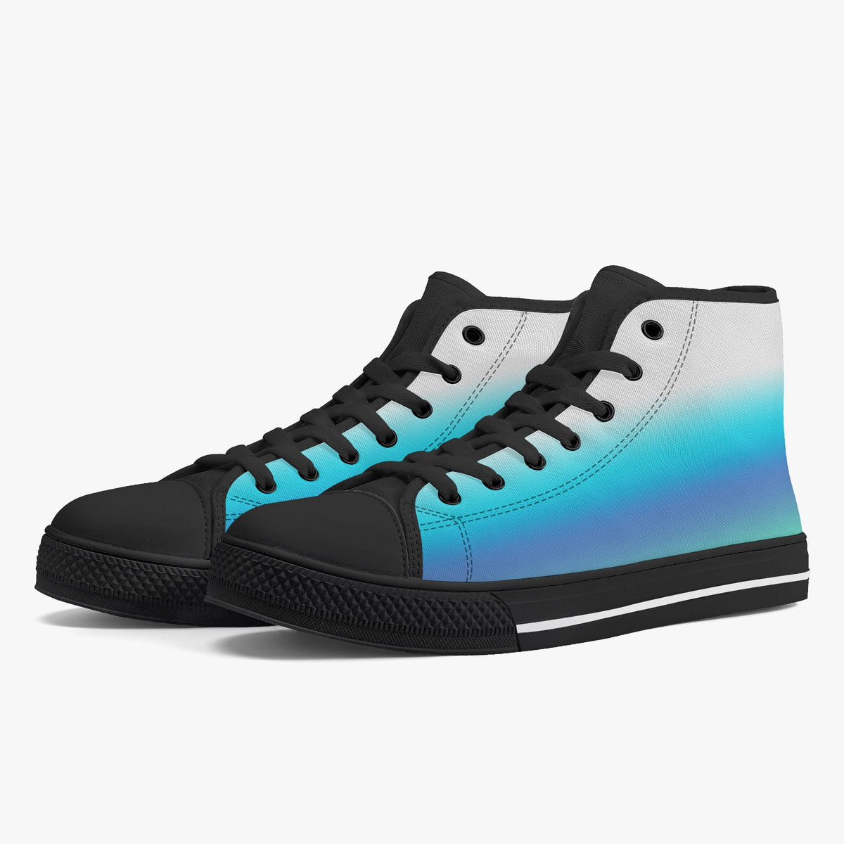 Crake High Top Sky and Sea laced custom prints canvas shoes
