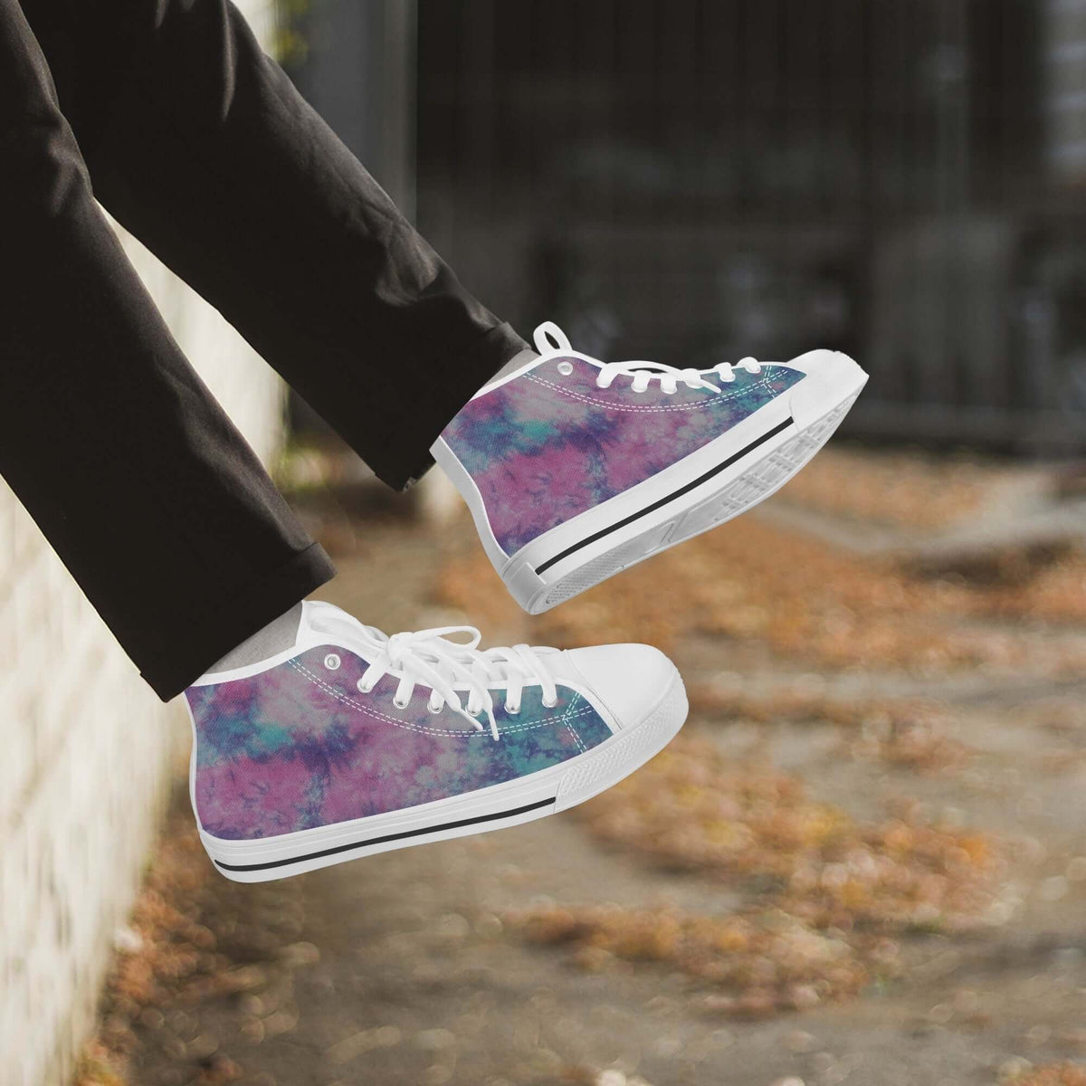 Crake High Top Abstract Water Ink laced custom prints canvas shoes