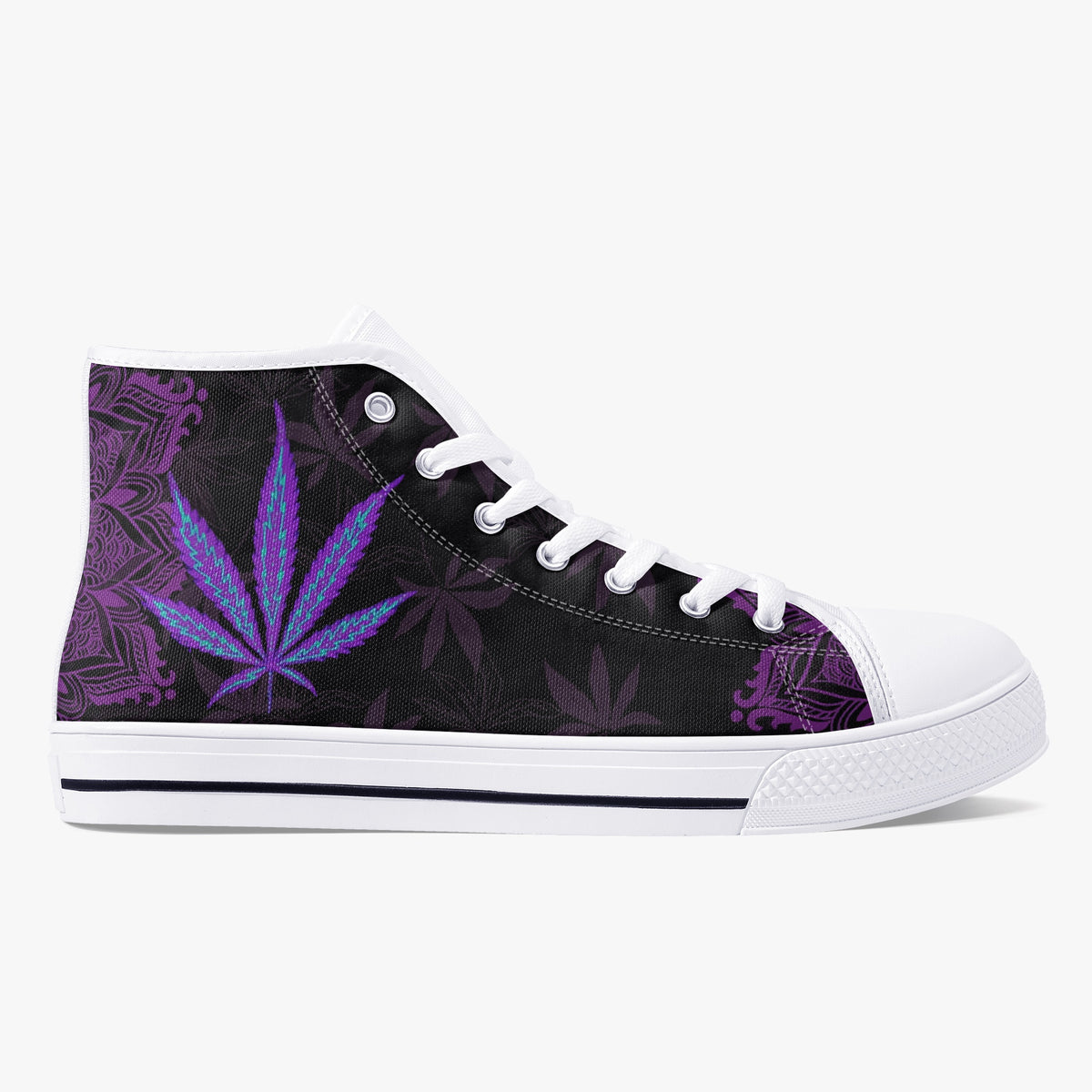 Crake High Top Purple Maple Leaf laced custom prints canvas shoes