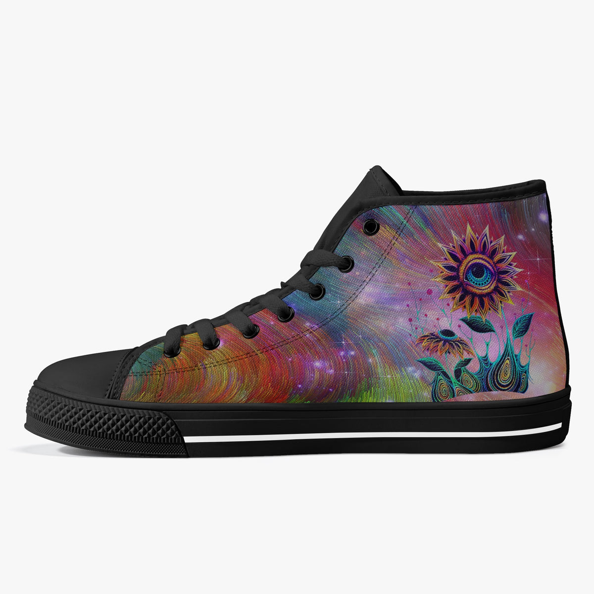 Crake High Top Single Eyed Sunflower laced custom prints canvas shoes