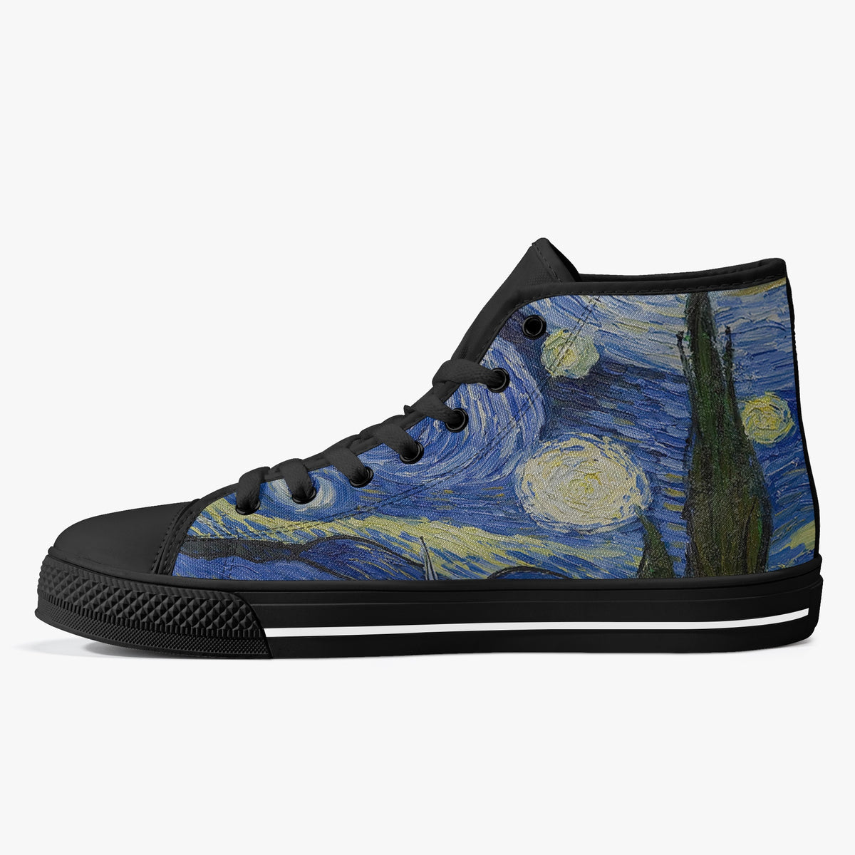Crake High Top Starry Night laced custom prints canvas shoes
