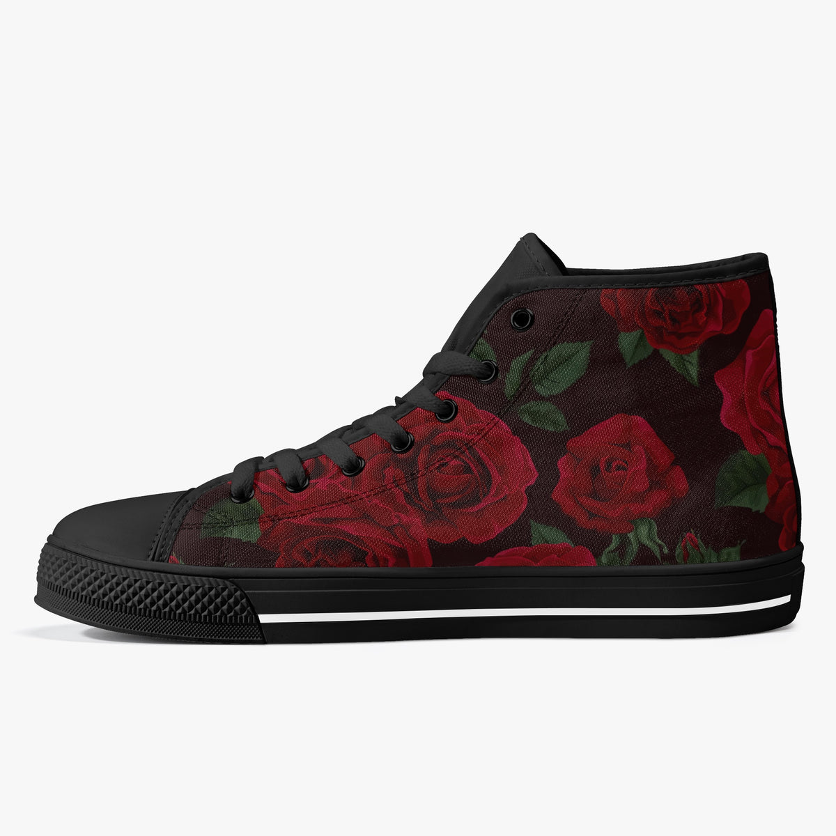 Crake High Top Roses laced custom prints canvas shoes