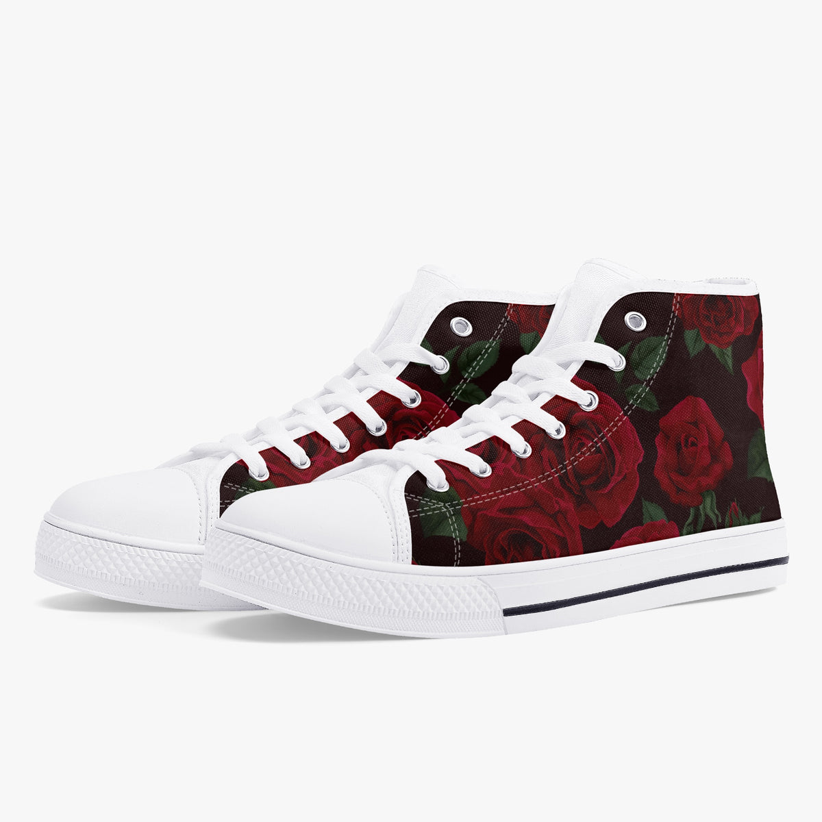 Crake High Top Roses laced custom prints canvas shoes