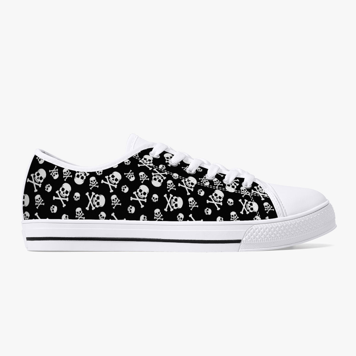 Crake Low Top Skulls laced custom prints canvas shoes
