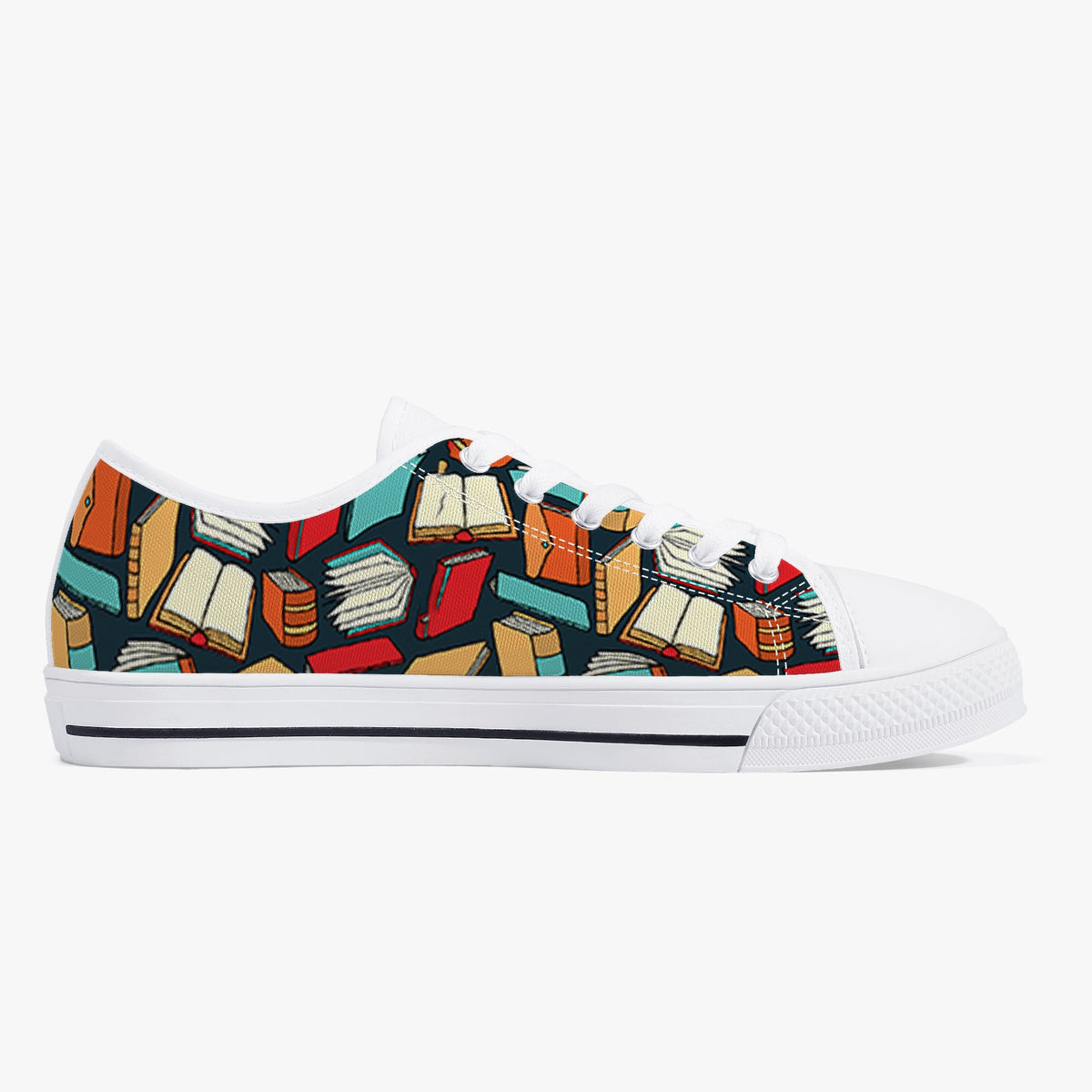 Crake Low top Books of wisdom laced custom prints canvas shoes