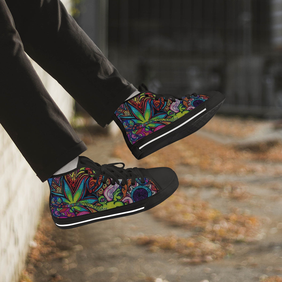 Crake High Top Green Ape laced custom prints canvas shoes
