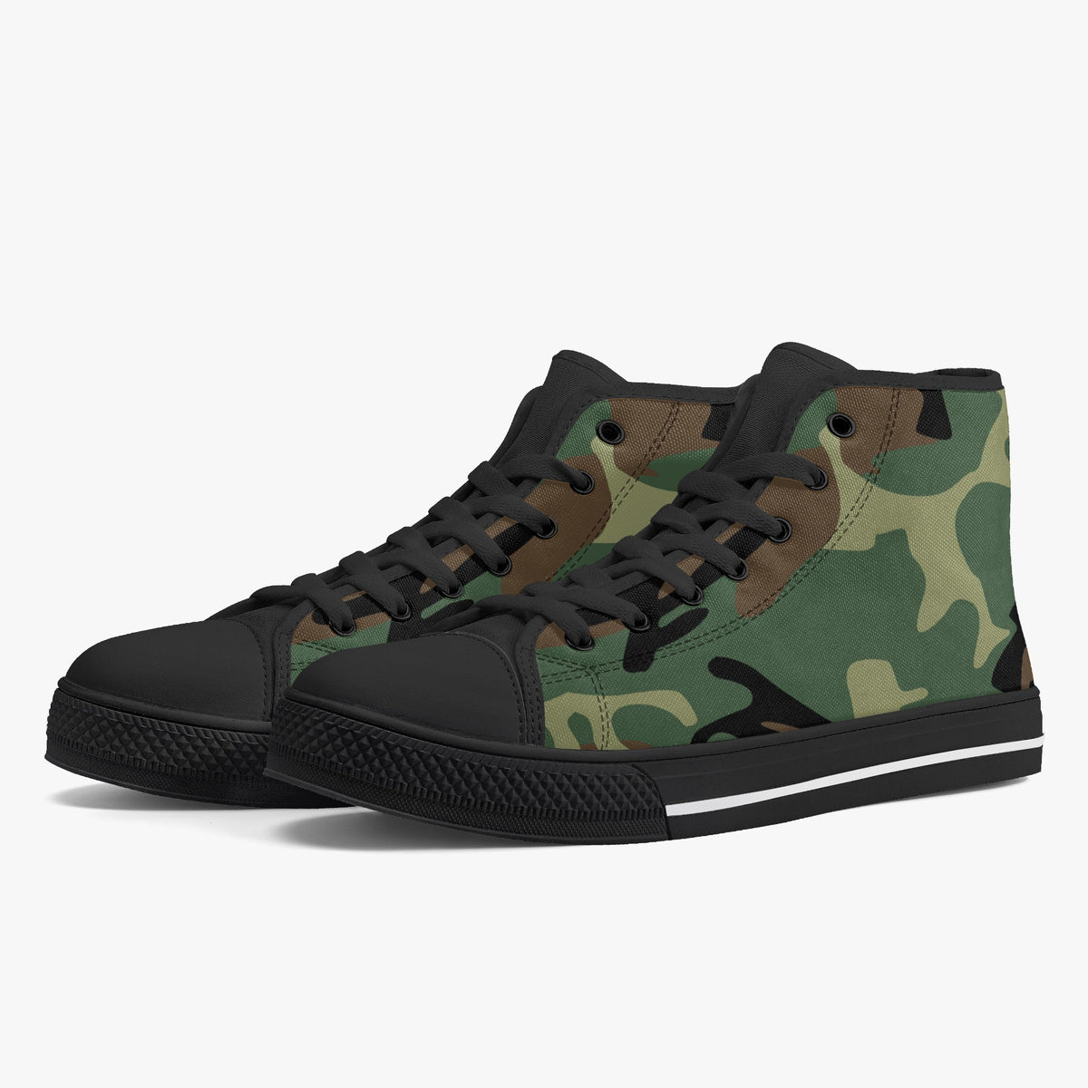 Crake High Top Camo laced custom prints canvas shoes