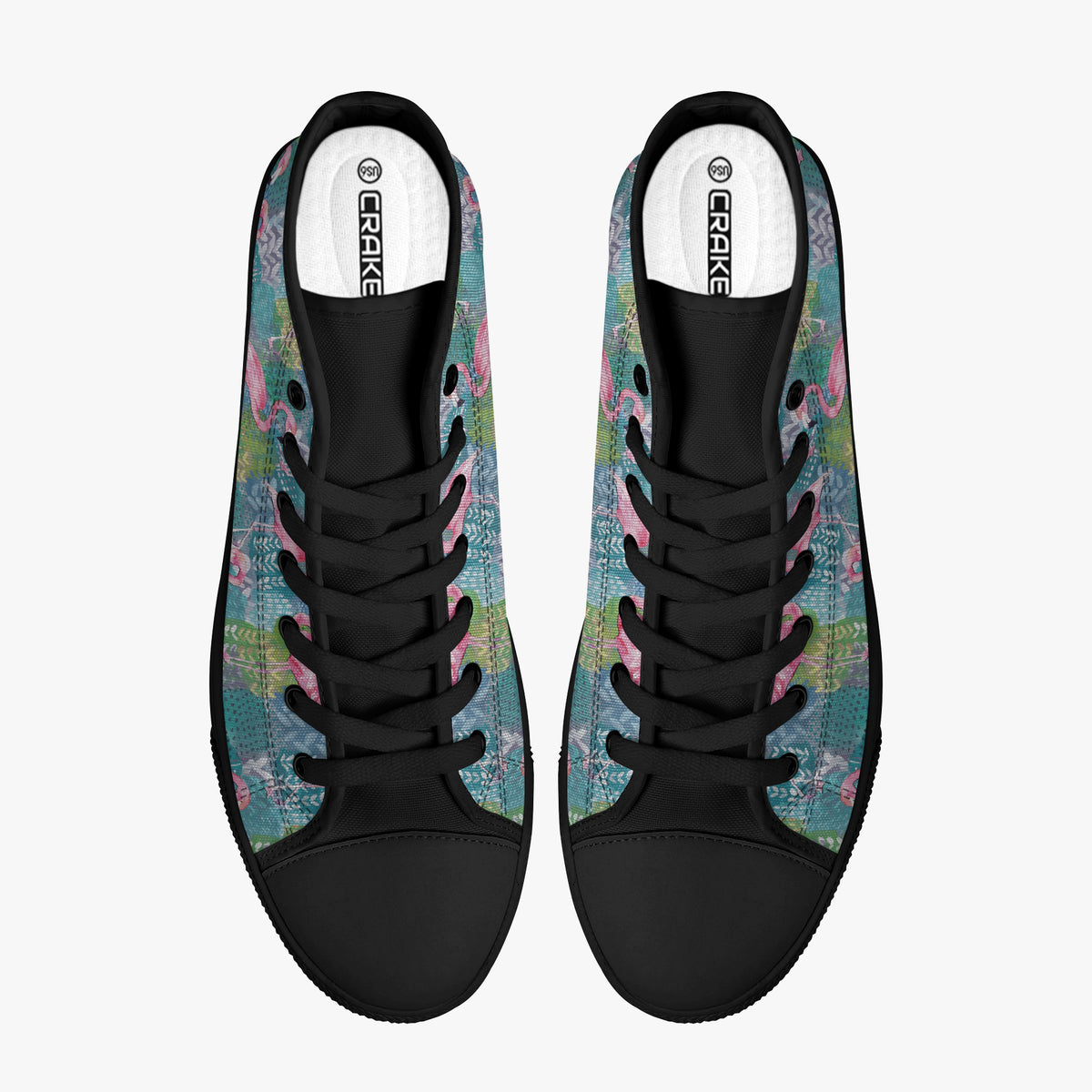 Crake High Top Flamingos 2 laced custom prints canvas shoes