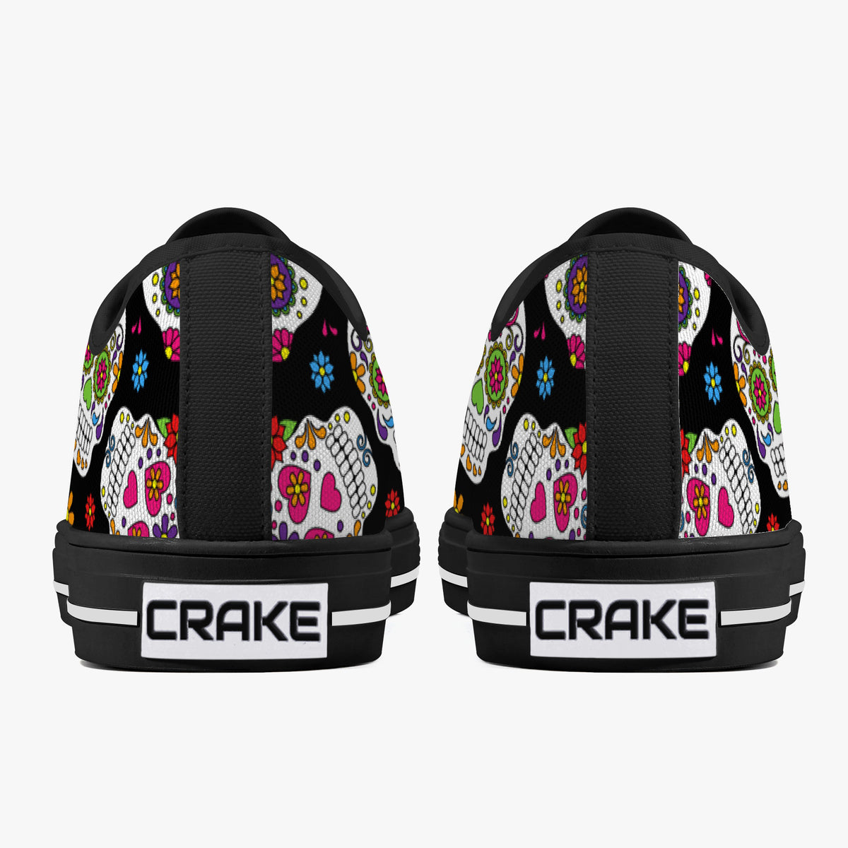 Crake Low Top Fancy Skulls laced custom prints canvas shoes