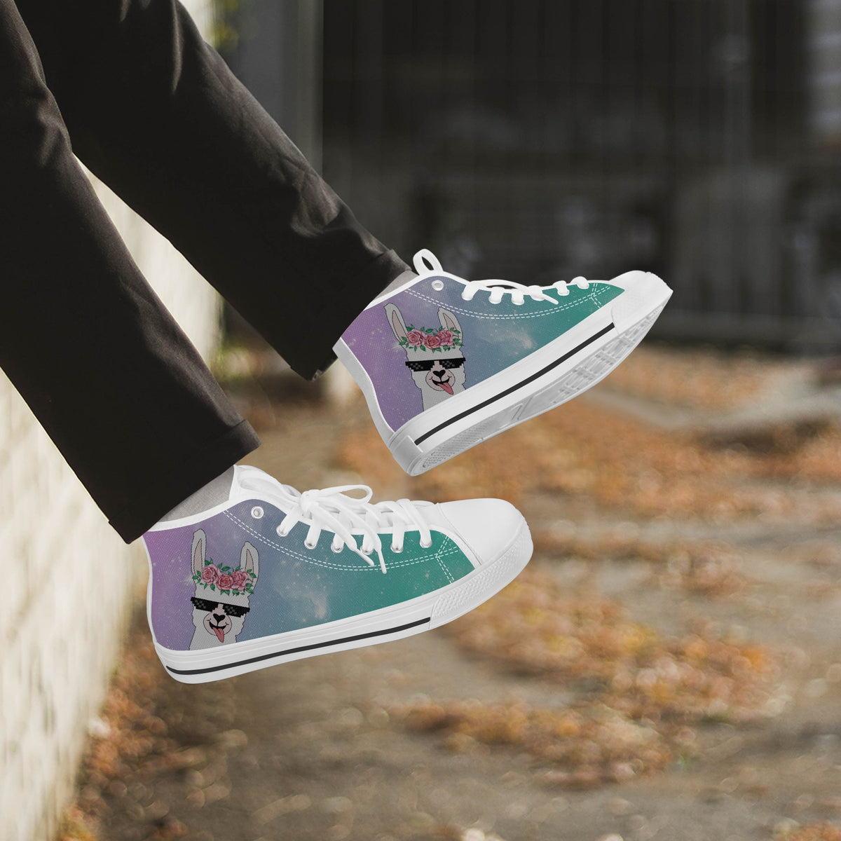Crake High Top Alpaca laced custom prints canvas shoes