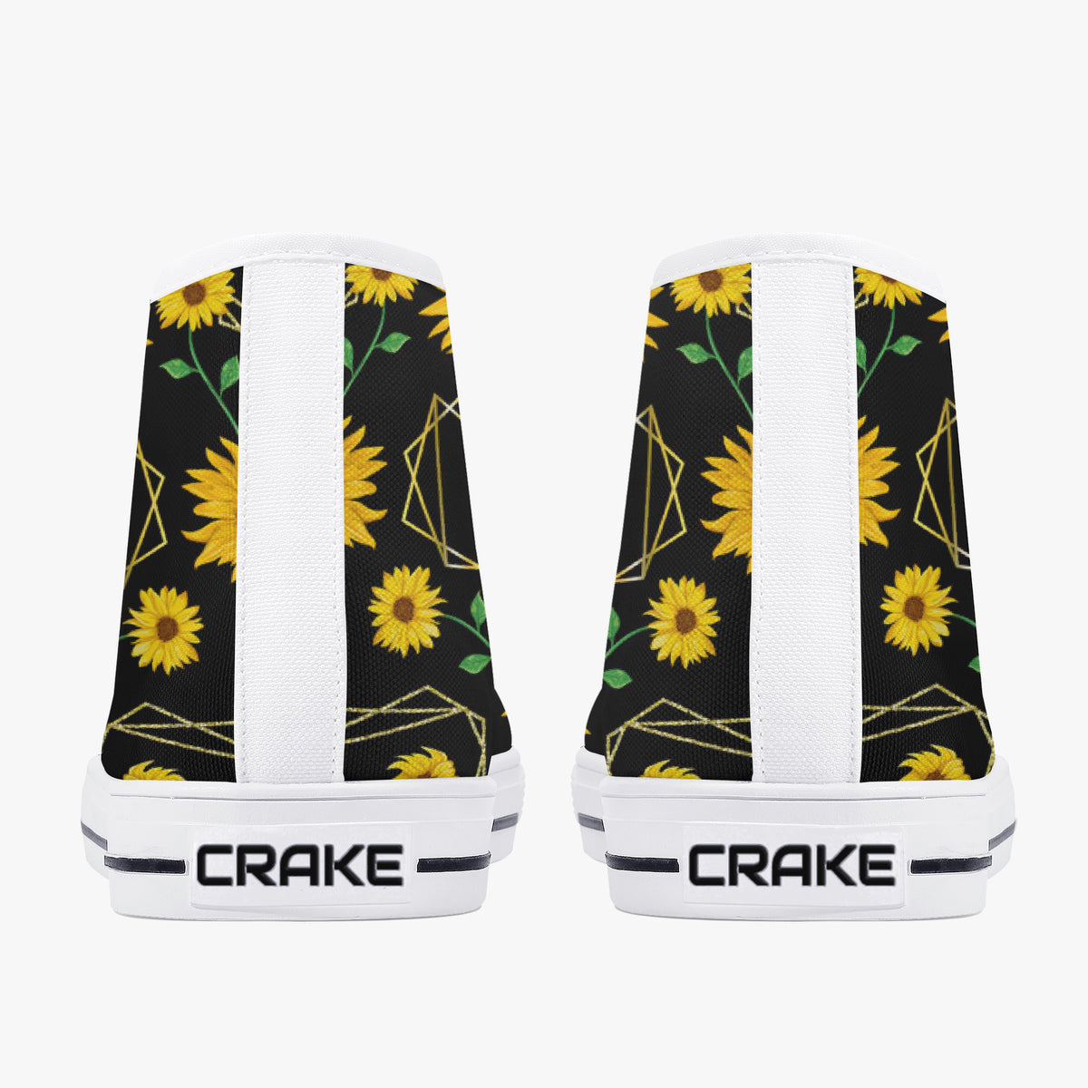 Crake High Top Sunflowers 2 laced custom prints canvas shoes