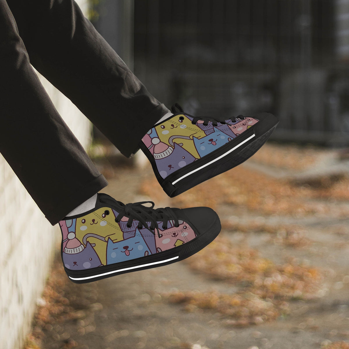 Crake High Top Doo Doo Cats laced custom prints canvas shoes