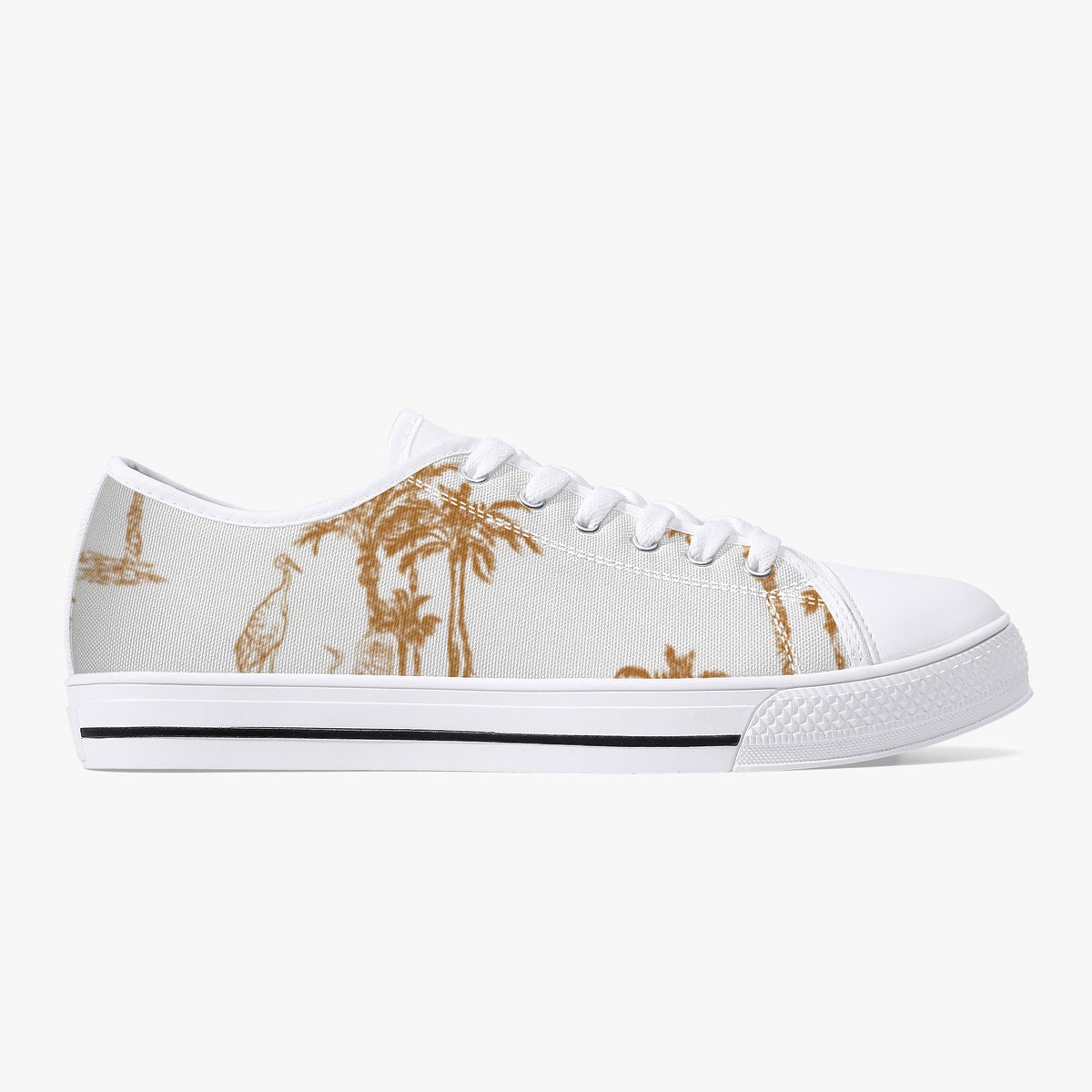 Crake Low Top Coconut Tree Scenery laced custom prints canvas shoes