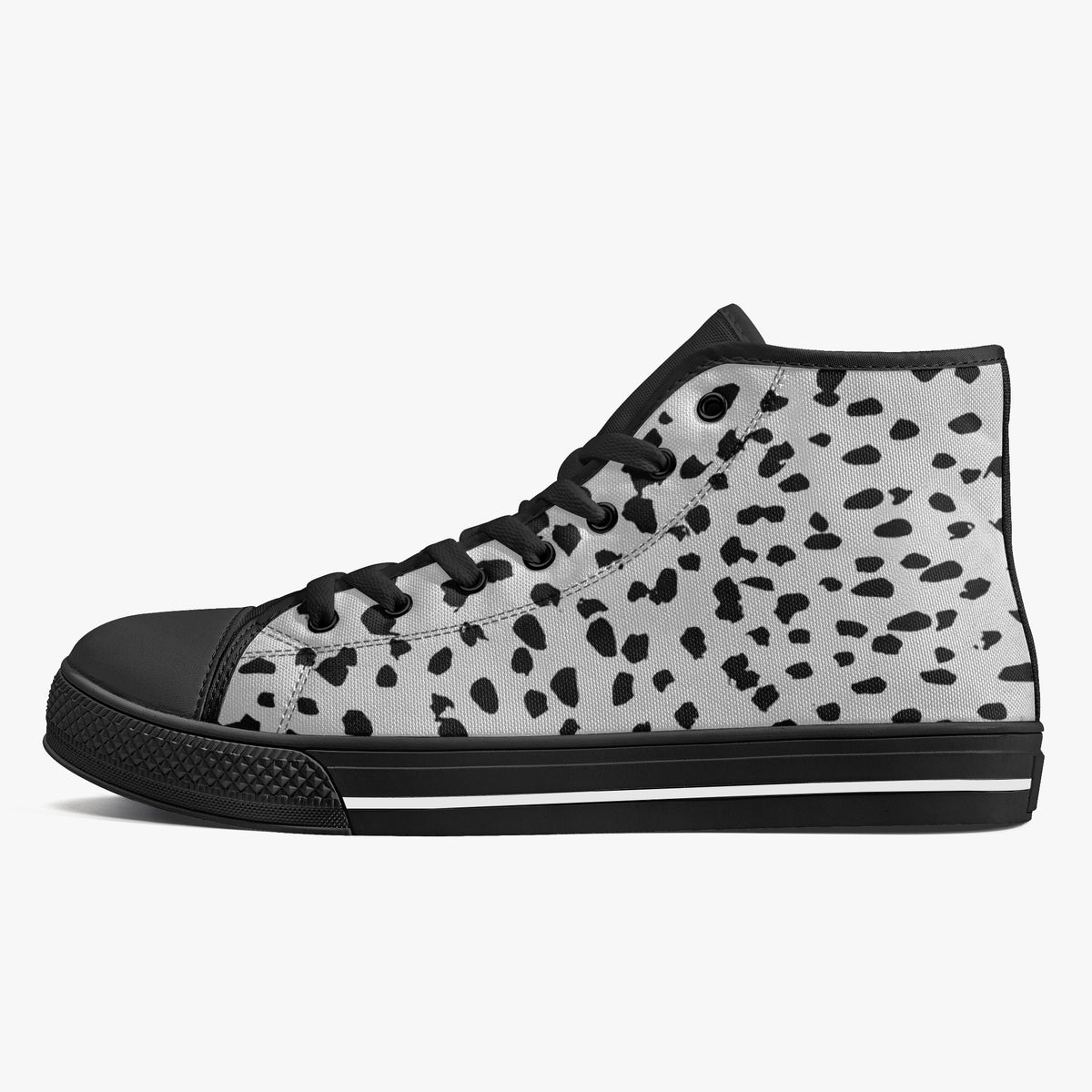 Crake High Top Black Spotted laced custom prints canvas shoes