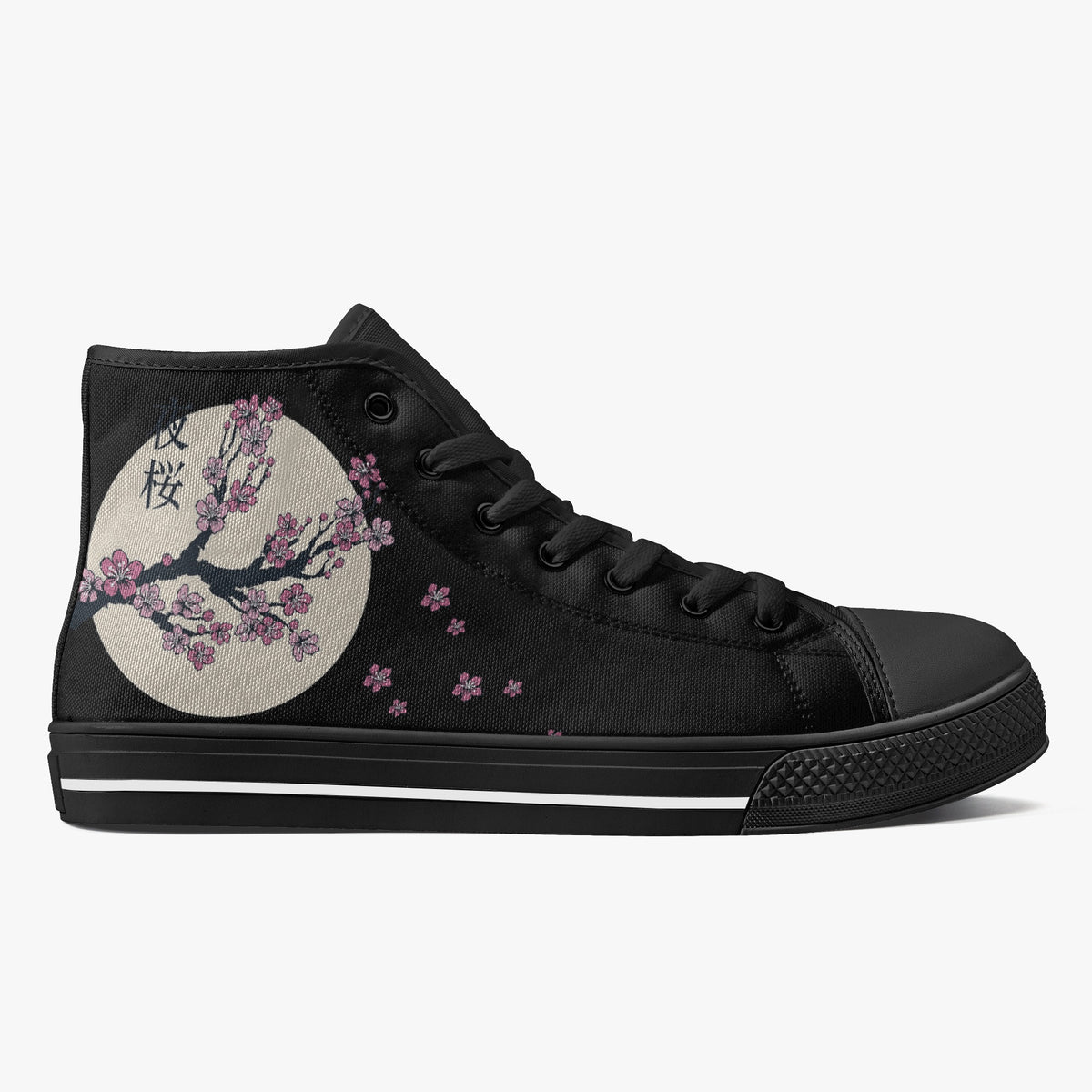 Crake High Top Moon Sakura laced custom prints canvas shoes