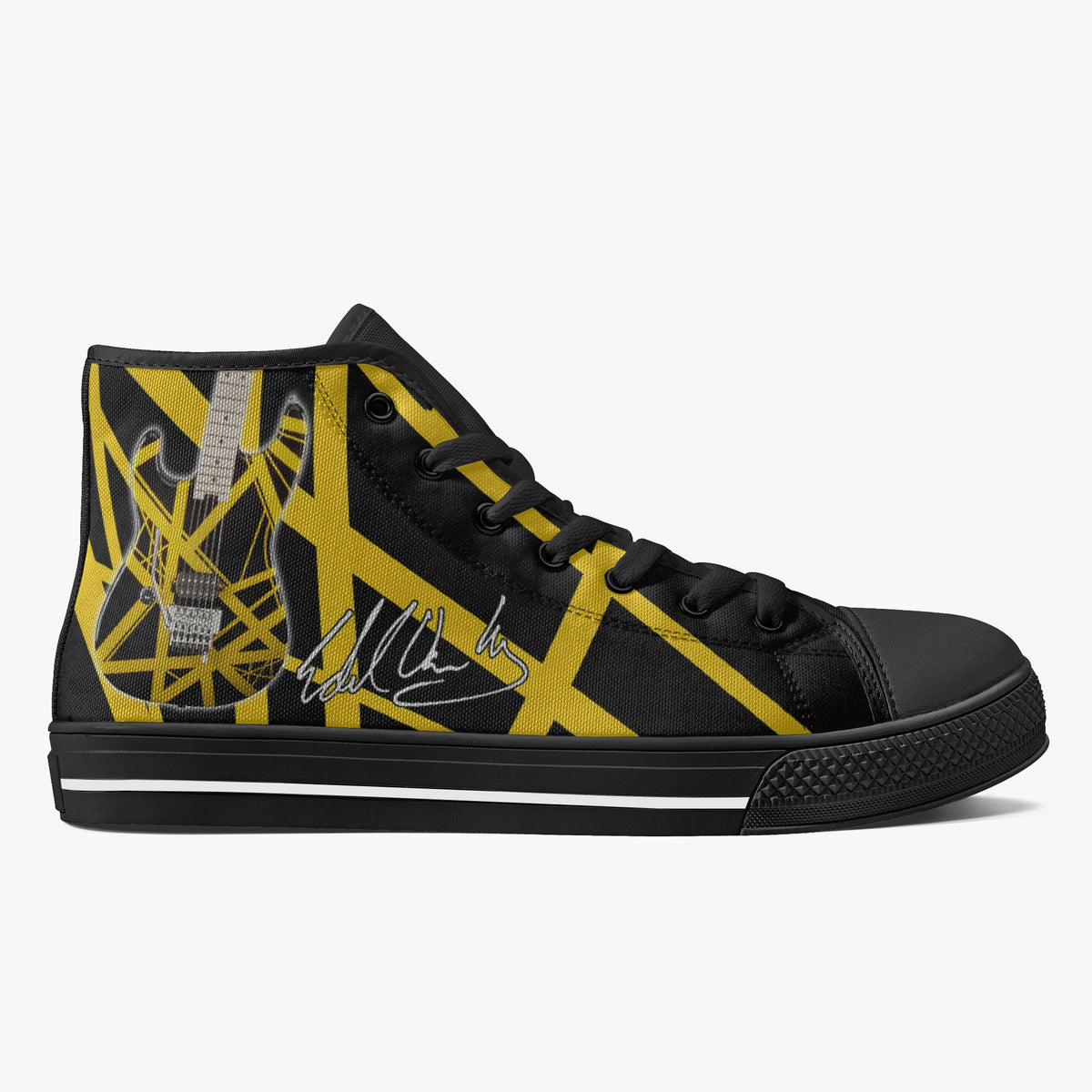Crake High Top Yellow Guitar laced custom prints canvas shoes