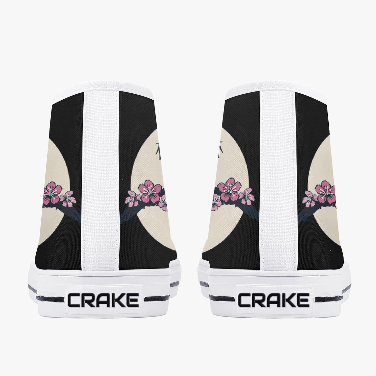 Crake High Top Moon Sakura laced custom prints canvas shoes