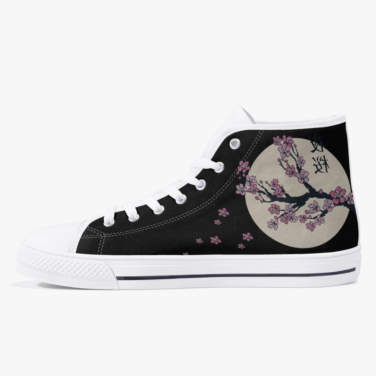 Crake High Top Moon Sakura laced custom prints canvas shoes