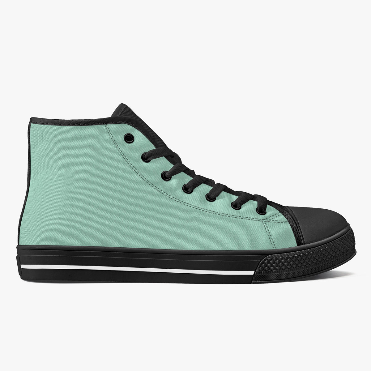Crake High Top Mint Sneaker with black trim, opposite side view