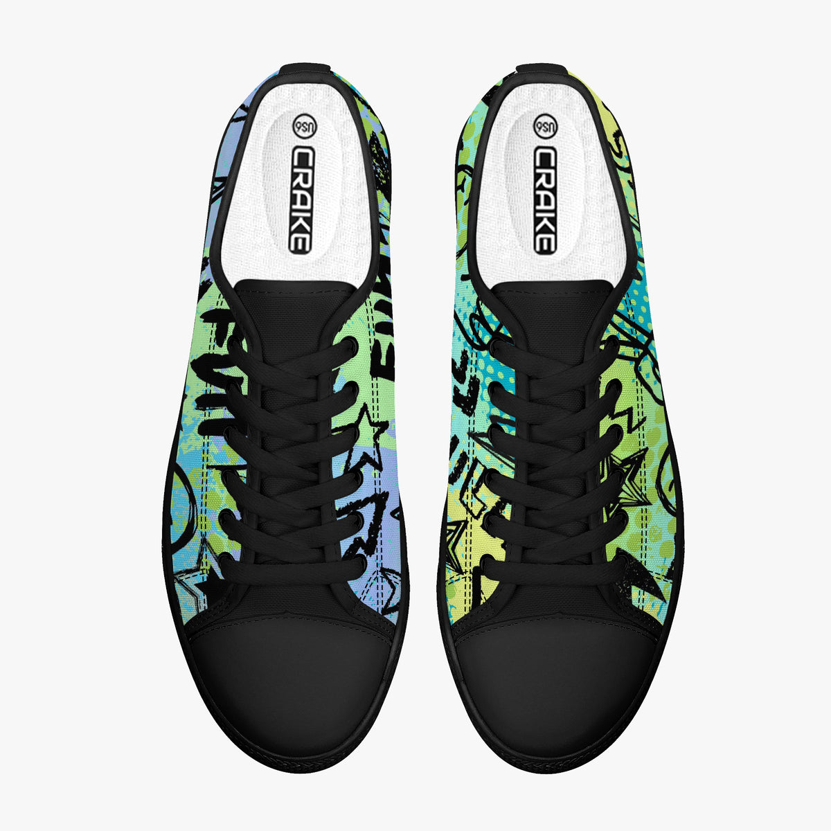 Crake Low Top FX Graffiti laced custom prints canvas shoes