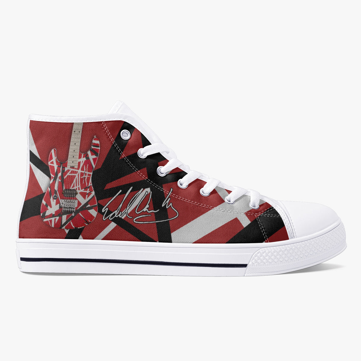 Crake High Top Red Guitar laced custom prints canvas shoes