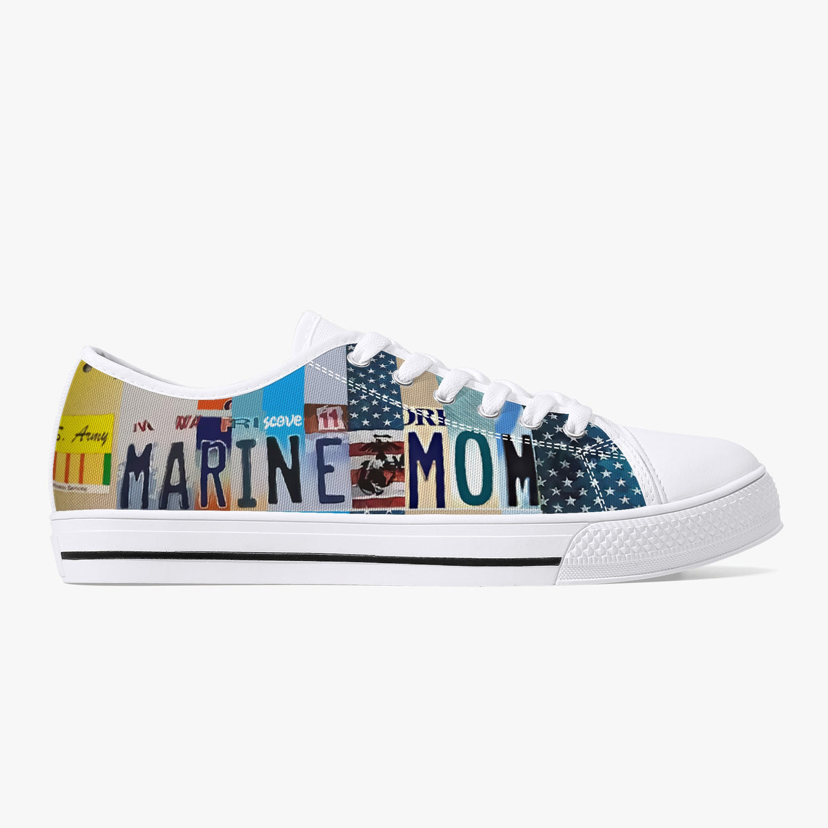 Crake Low Top Marine Mom laced custom prints canvas shoes
