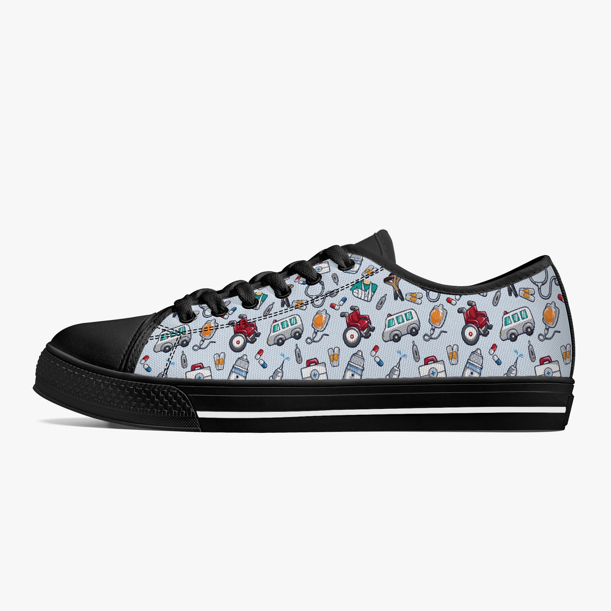Crake Low Top Ambulances laced custom prints canvas shoes
