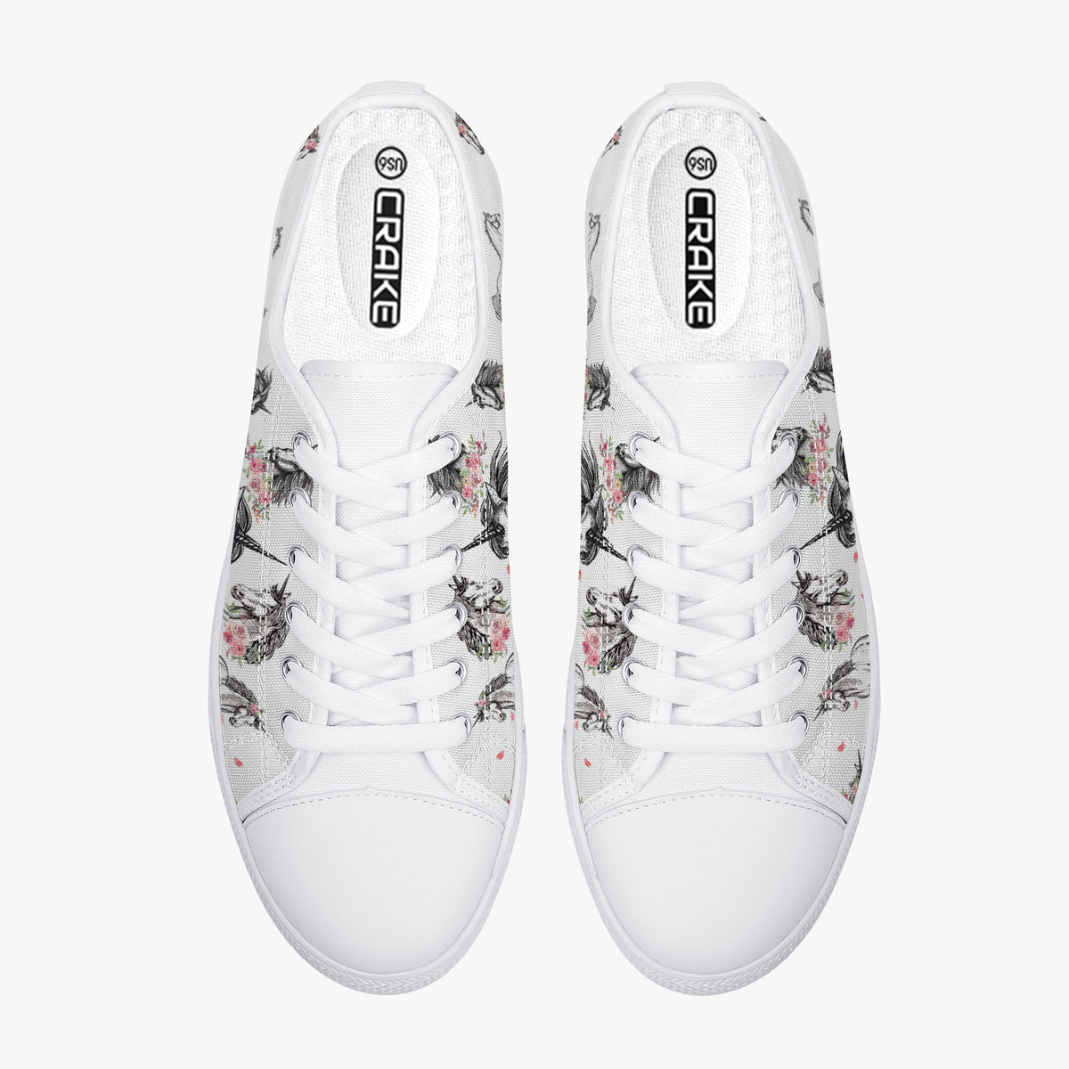 Crake Low Top Unicorns laced custom prints canvas shoes