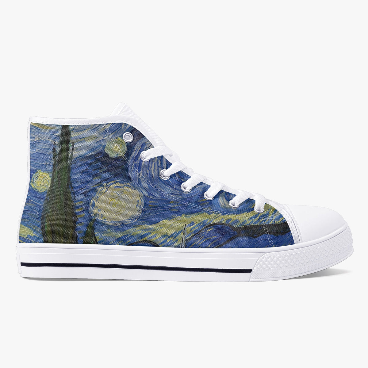 Crake High Top Starry Night laced custom prints canvas shoes