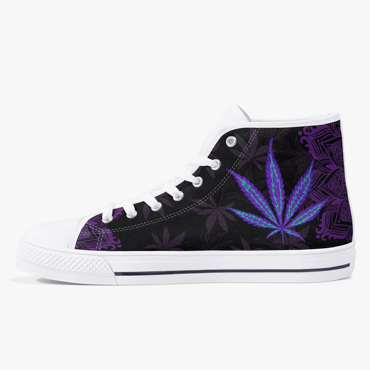 Crake High Top Purple Maple Leaf laced custom prints canvas shoes