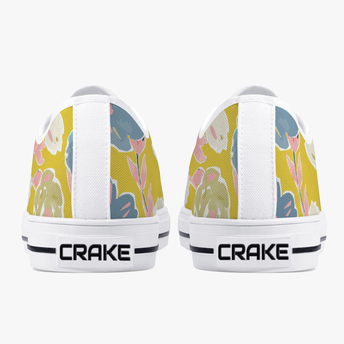 Crake Low Top Flower Painting laced custom prints canvas shoes