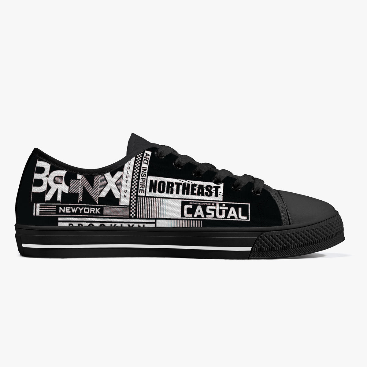 Crake Low Top Bronx and Brooklyn laced custom prints canvas shoes