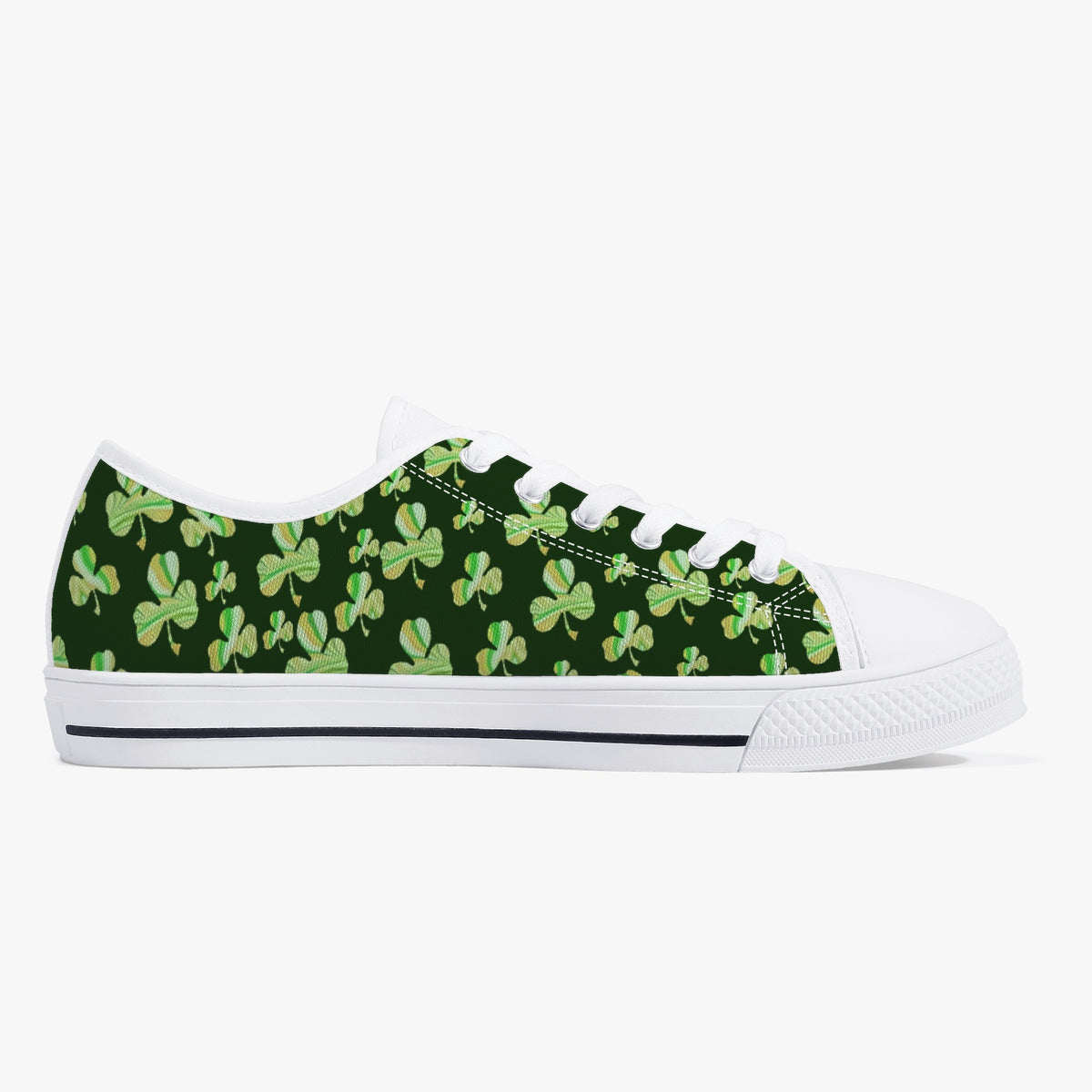 Crake Low Top 4 leaf clovers 2 laced custom prints canvas shoes