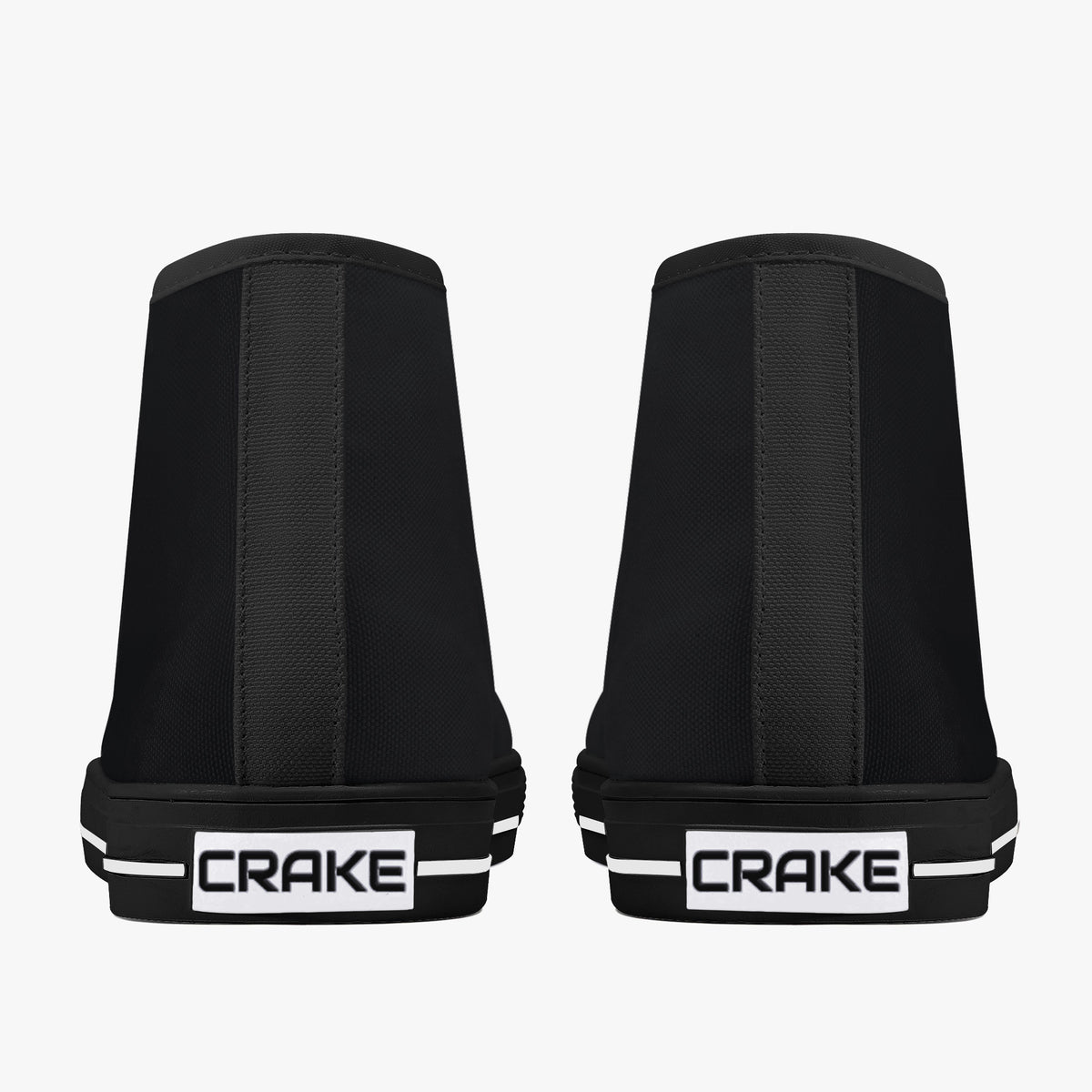 Crake High Top Black laced high top plain color canvas shoes