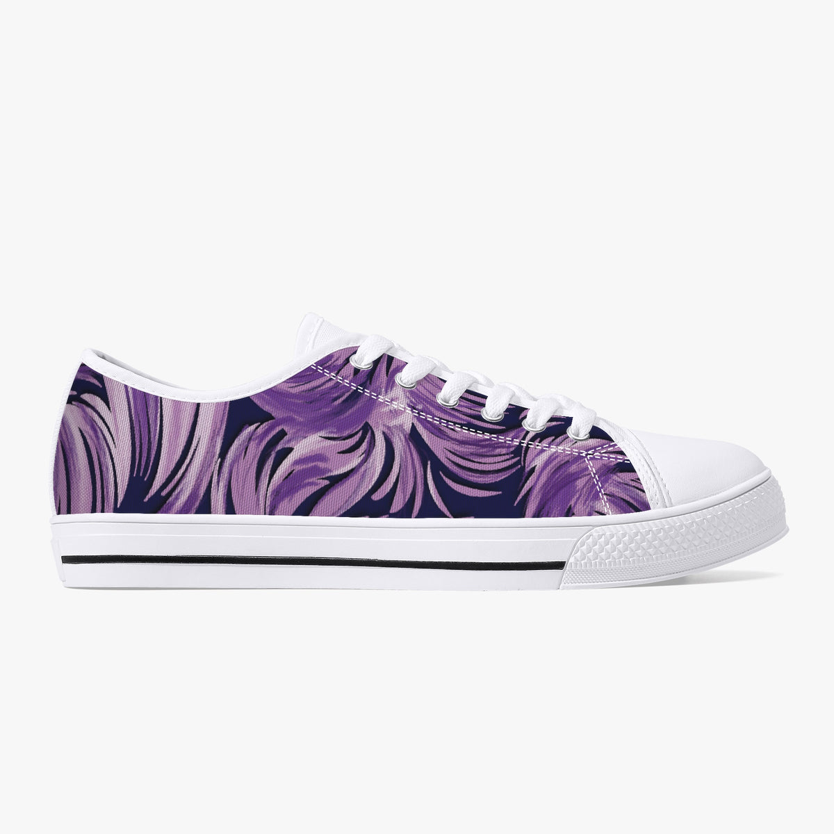Crake Low Top Purple Waves laced custom prints canvas shoes