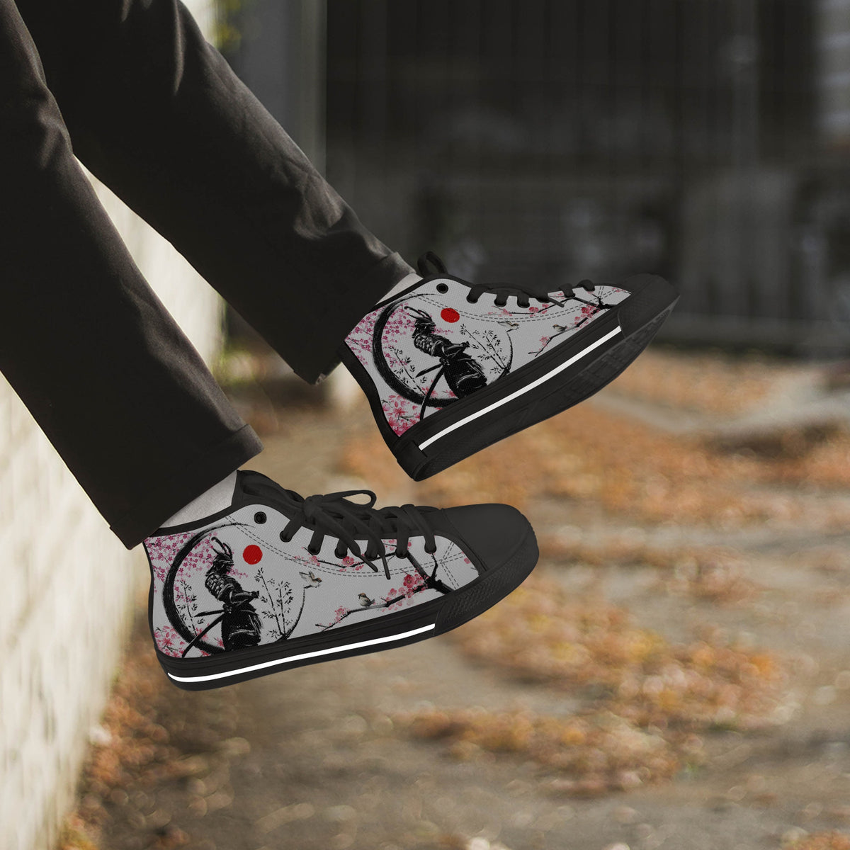 Crake High Top Samurai laced custom prints canvas shoes