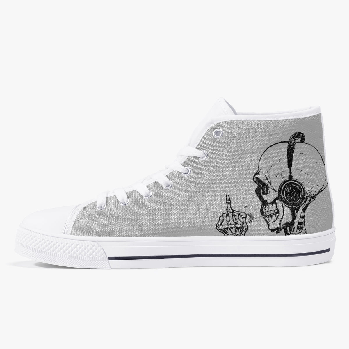 Crake High Top Skulls on headphone laced custom prints canvas shoes
