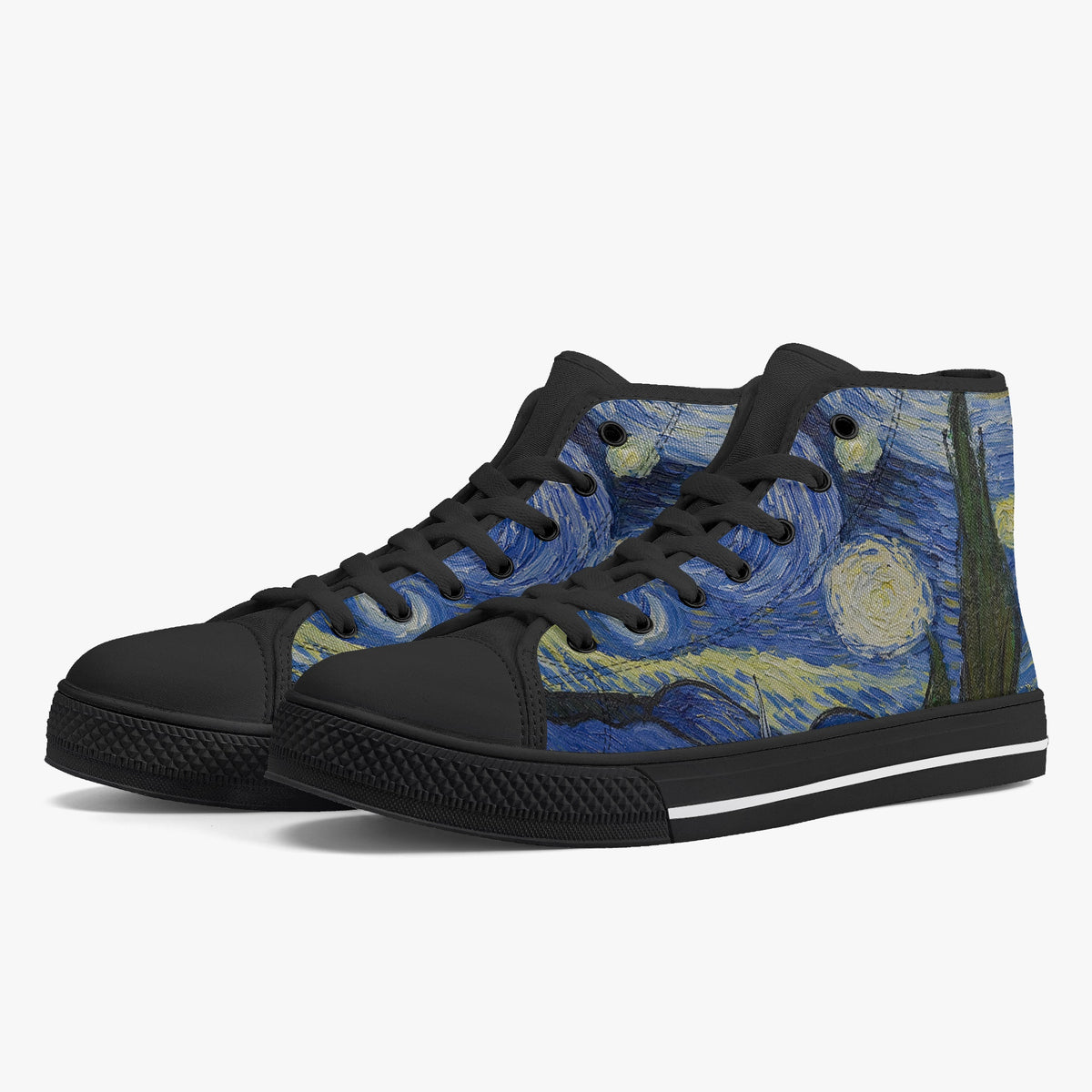 Crake High Top Starry Night laced custom prints canvas shoes