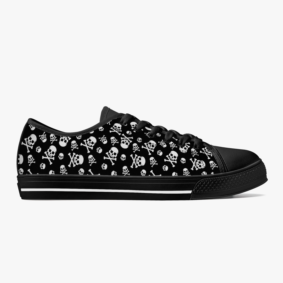 Crake Low Top Skulls laced custom prints canvas shoes